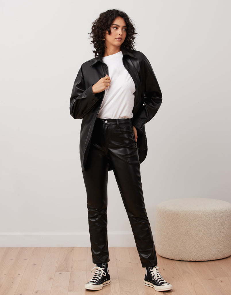 Women's leather leggings black SLEEK ELEGANCE T31 MITARE Color Black Size 46