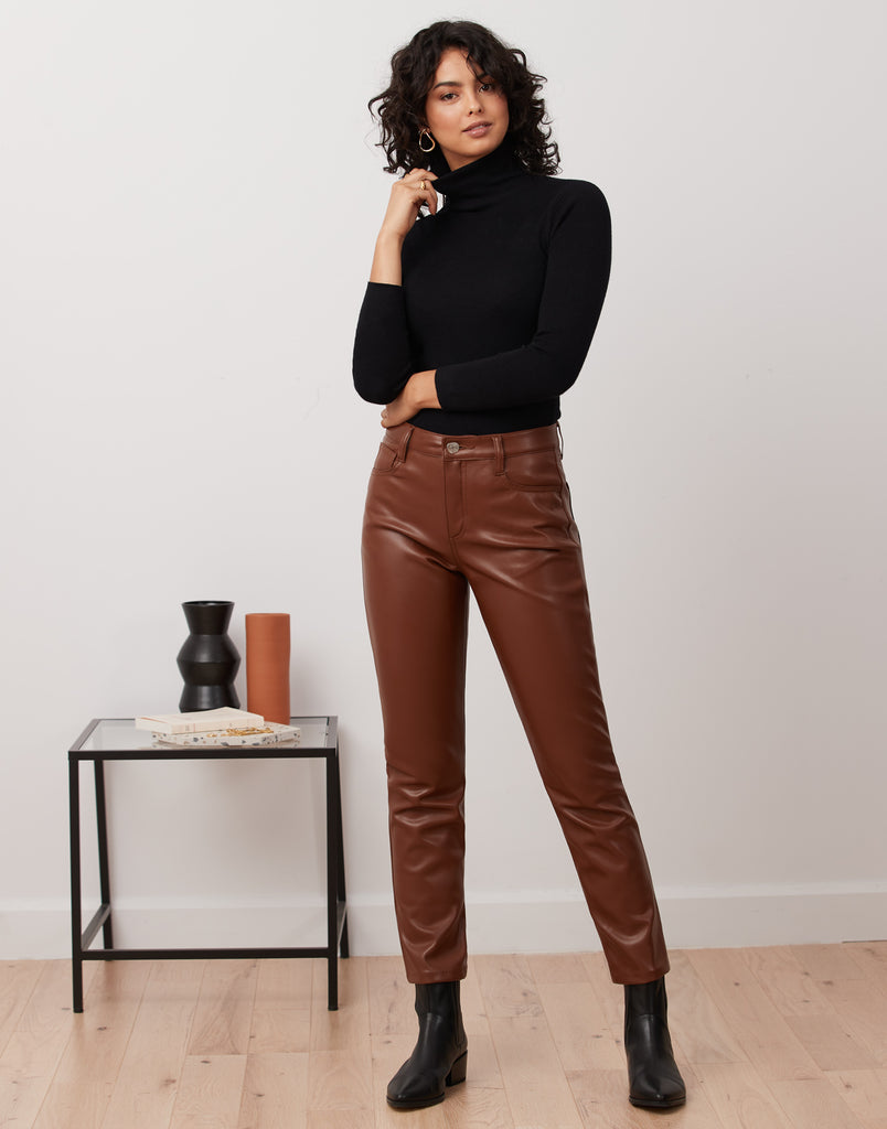 Tan Faux Leather Jeggings