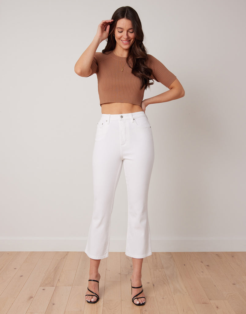 The Elle Low Rise Bootcut Jeans White