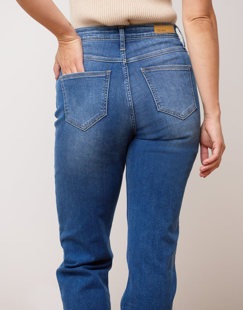 mid-blue straight jeans