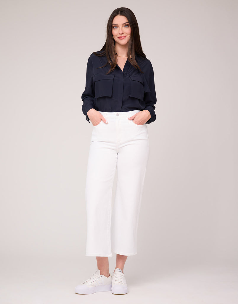 LILY WIDE LEG JEANS / WHITE SHELL