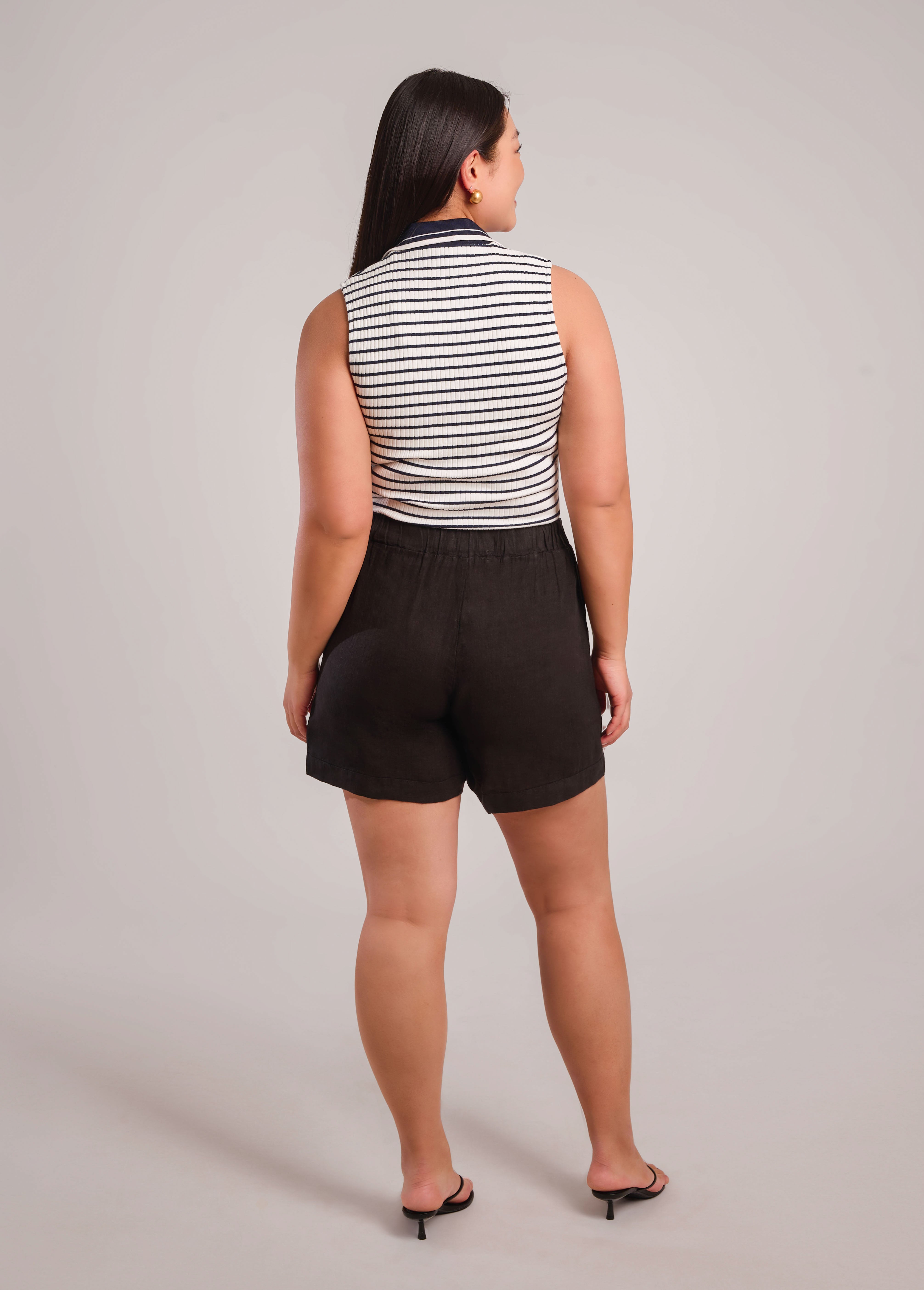 WILLA WIDE LEG LINEN SHORTS / BLACK