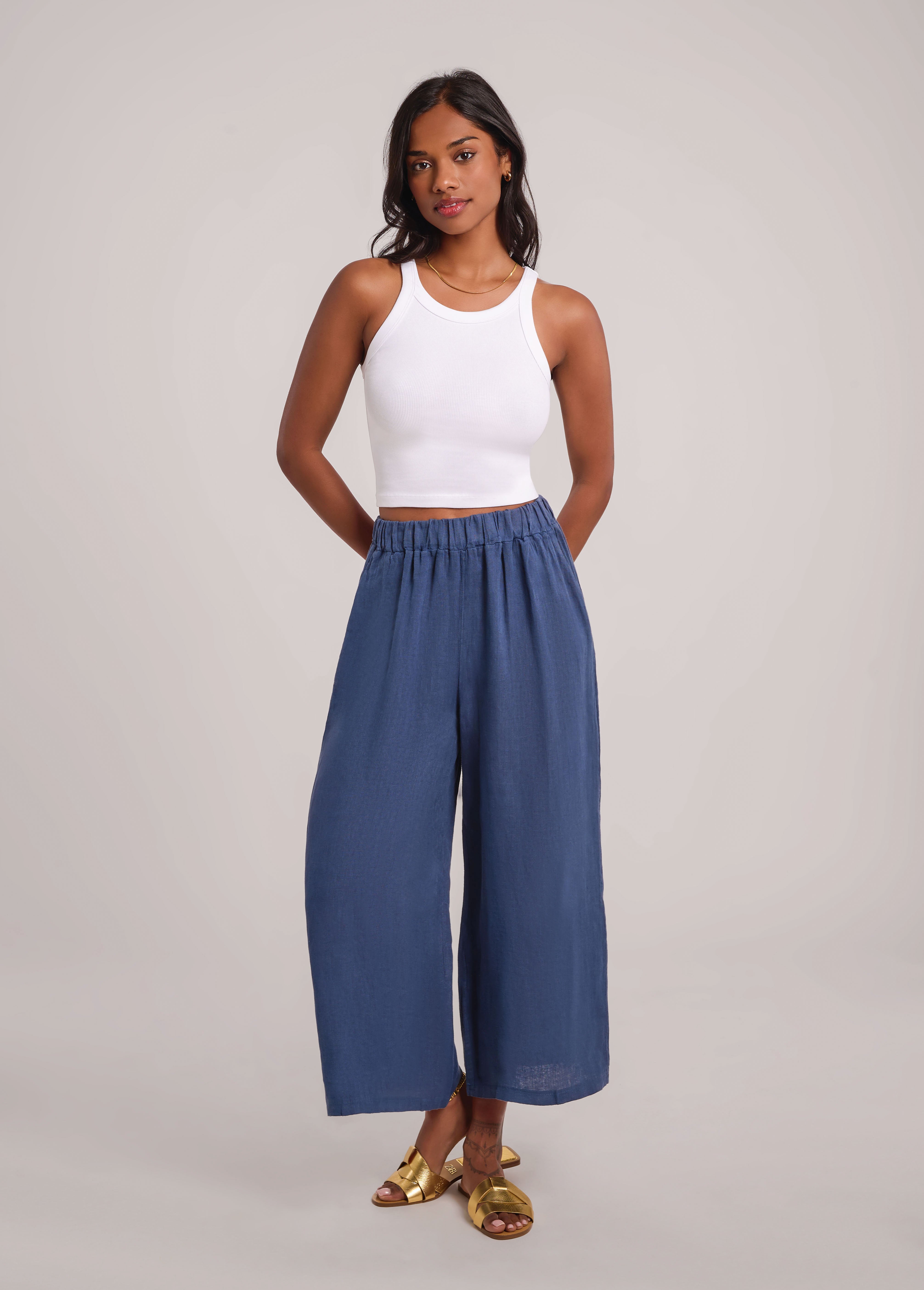 KAMILLA CROPPED WIDE LEG TROUSERS / DENIM