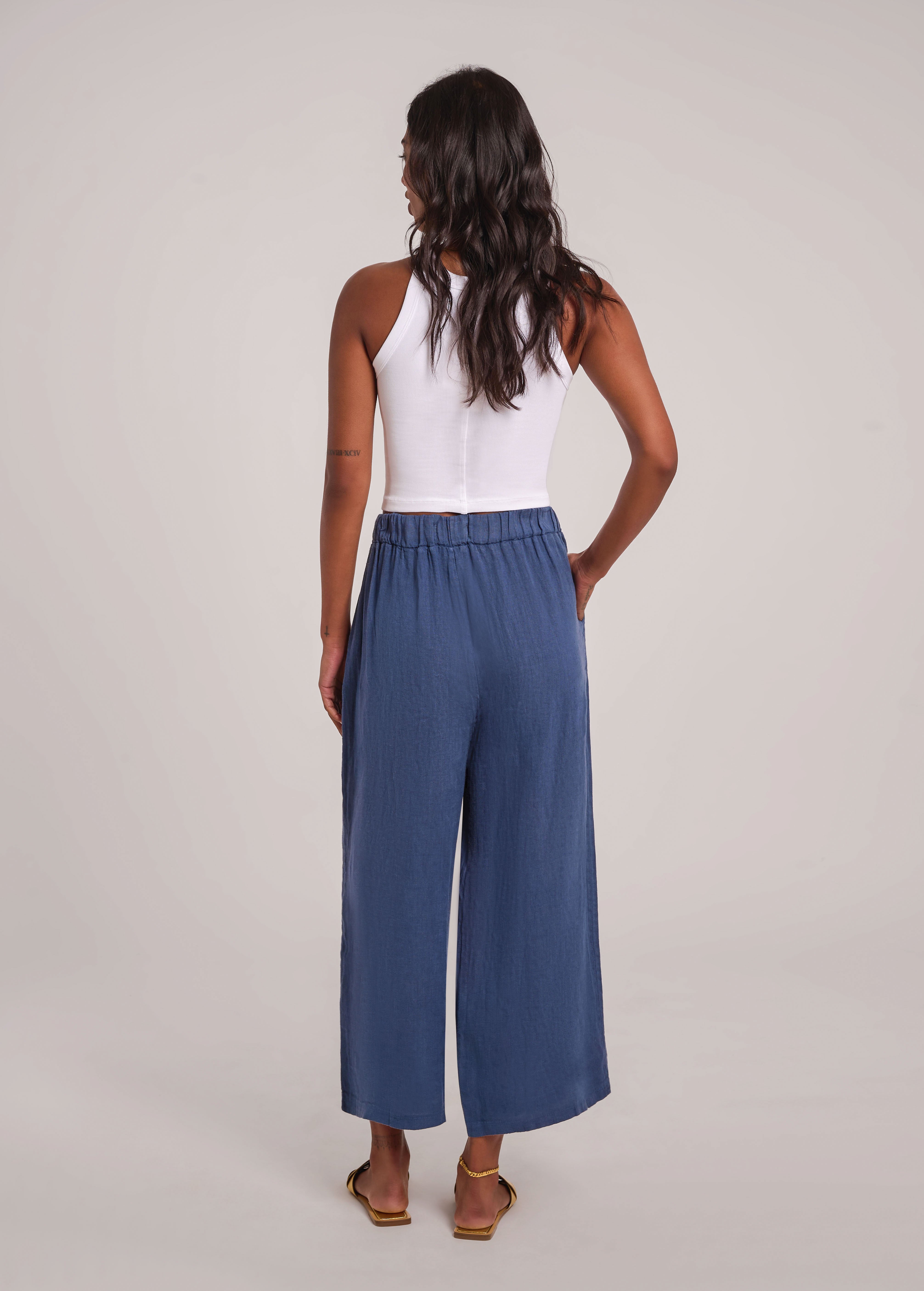 KAMILLA CROPPED WIDE LEG TROUSERS / DENIM