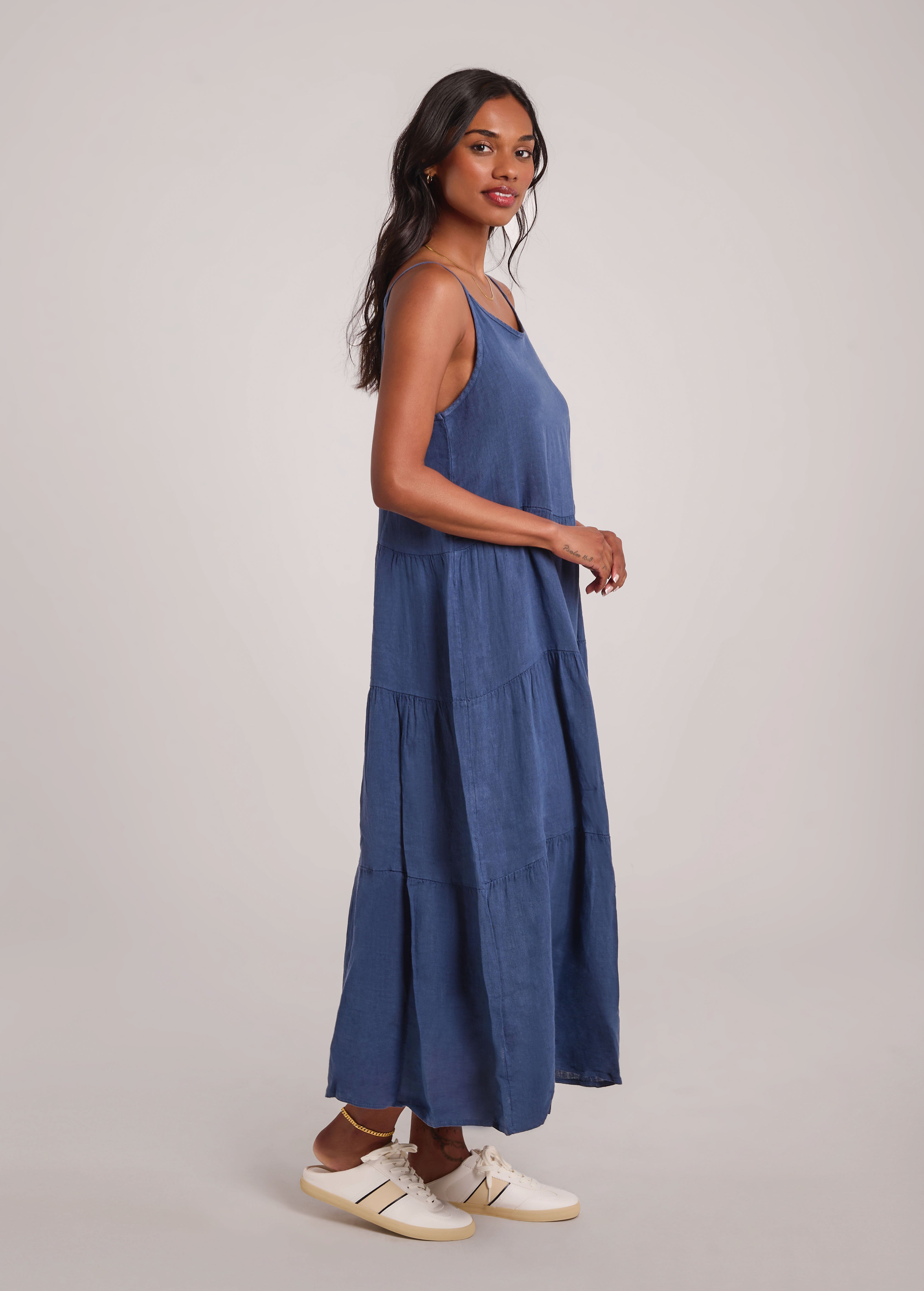 OPHELIA ANKLE GRAZING LINEN DRESS / DENIM