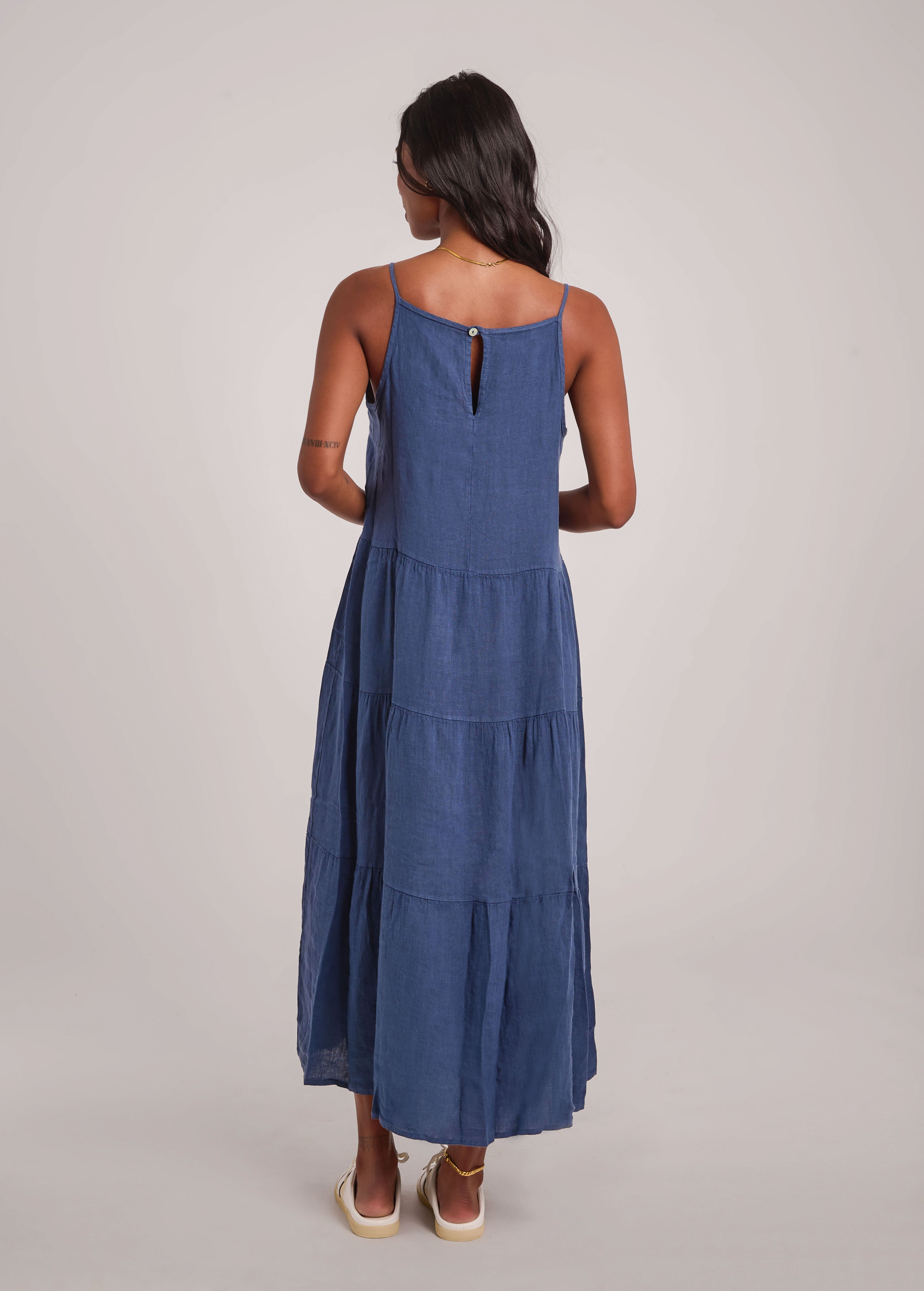 OPHELIA ANKLE GRAZING LINEN DRESS / DENIM