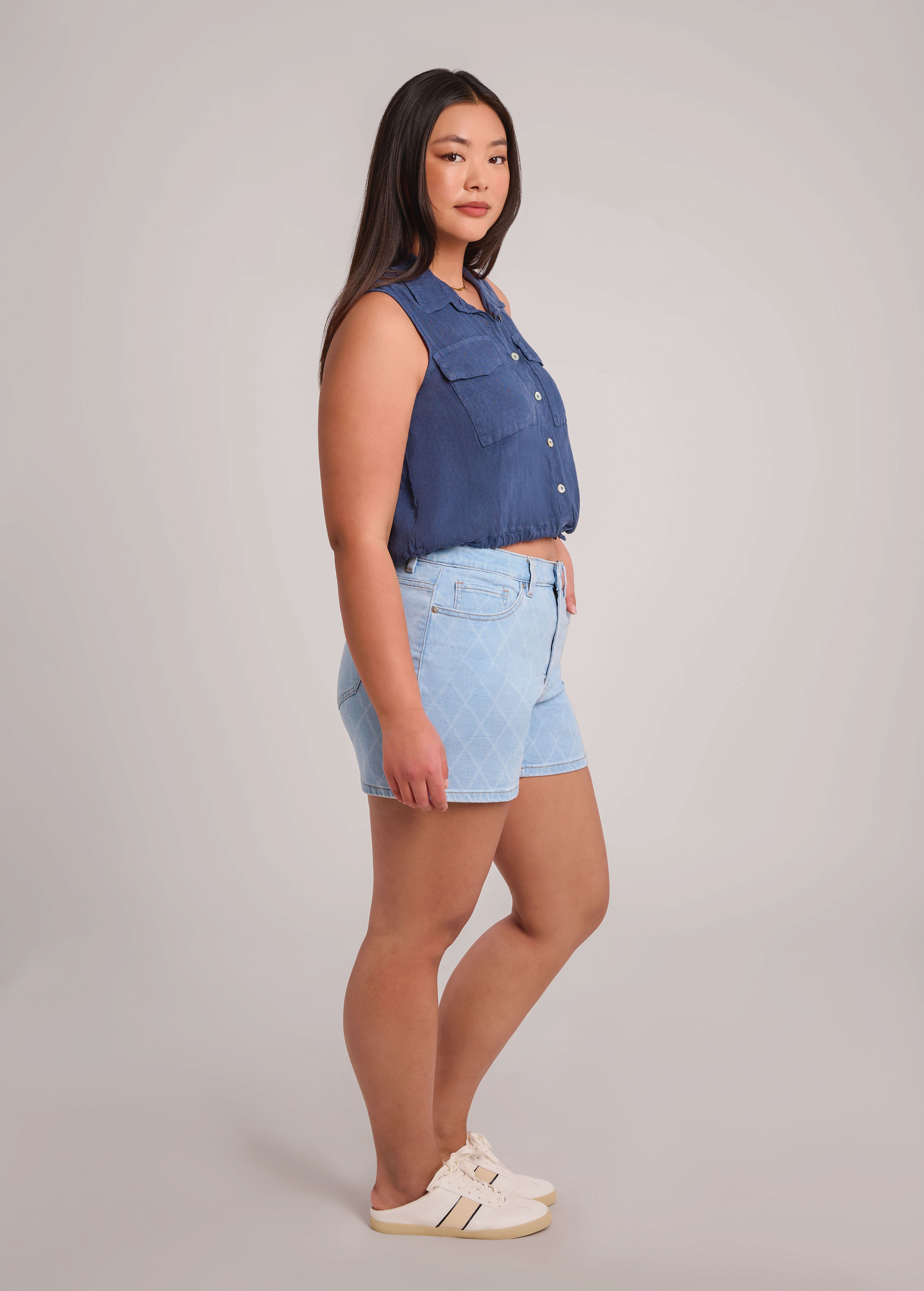 SOL LINEN SLEEVELESS VEST / DENIM
