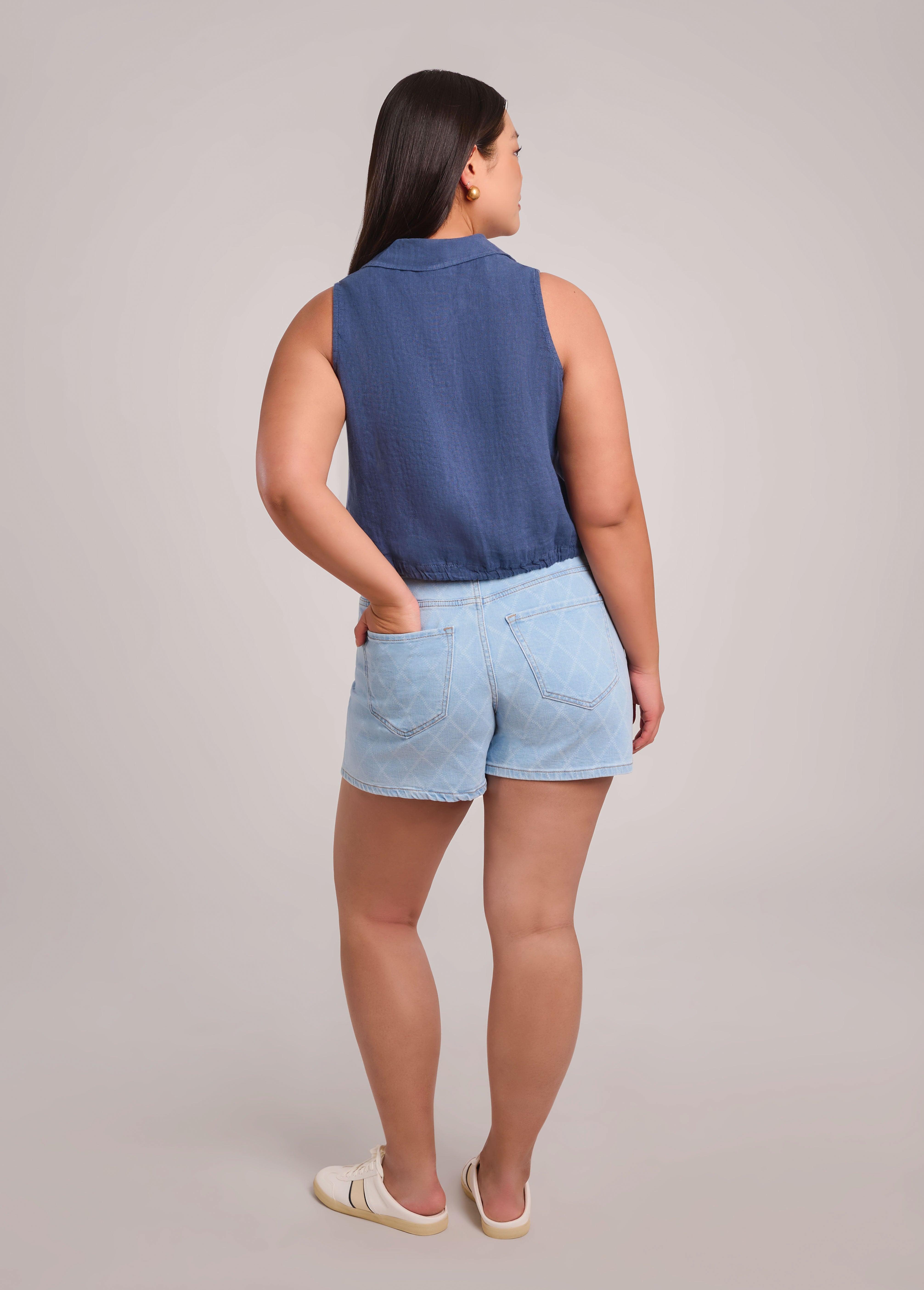 SOL LINEN SLEEVELESS VEST / DENIM