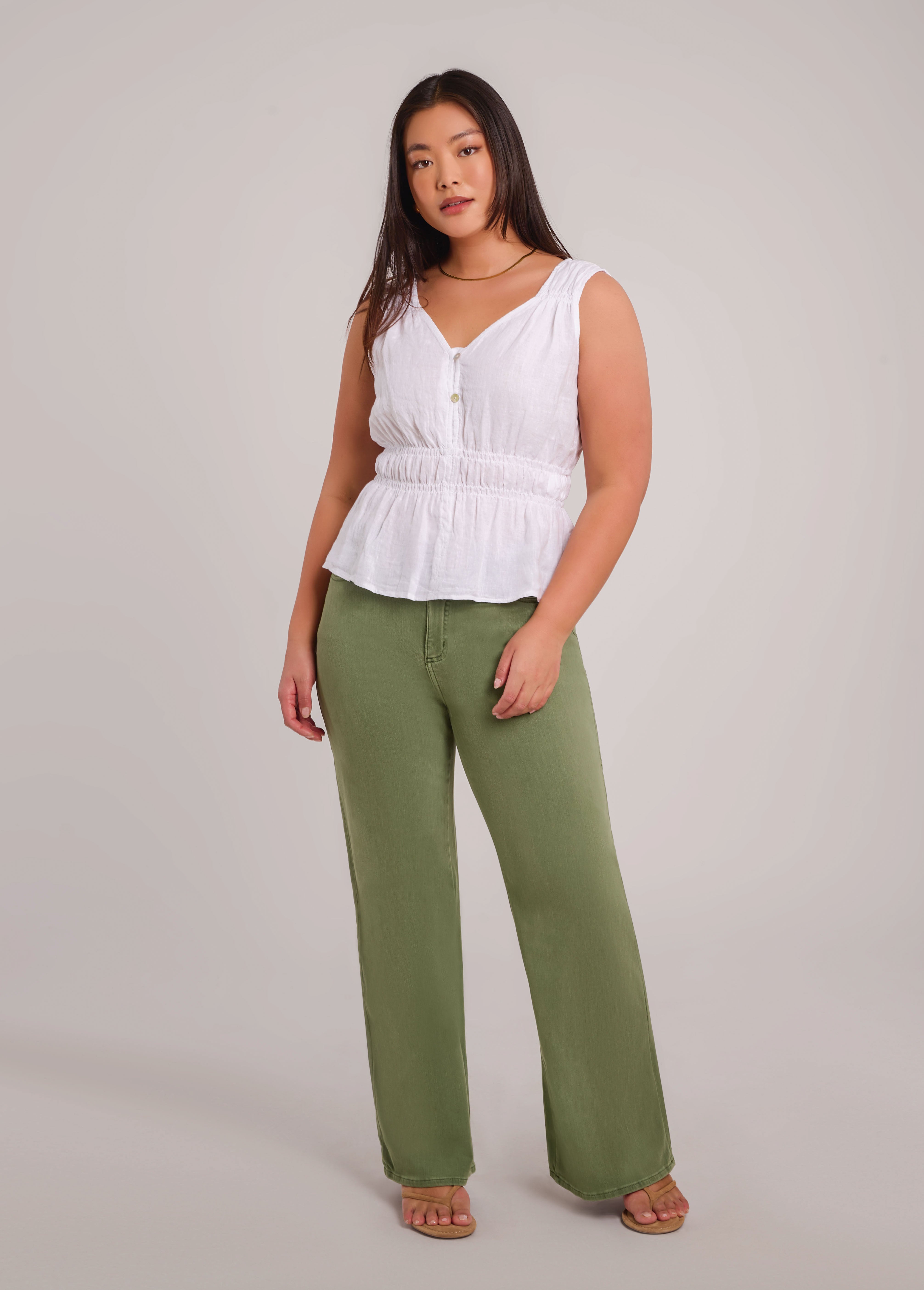 ELOISE V-NECK LINEN TANK TOP / WHITE