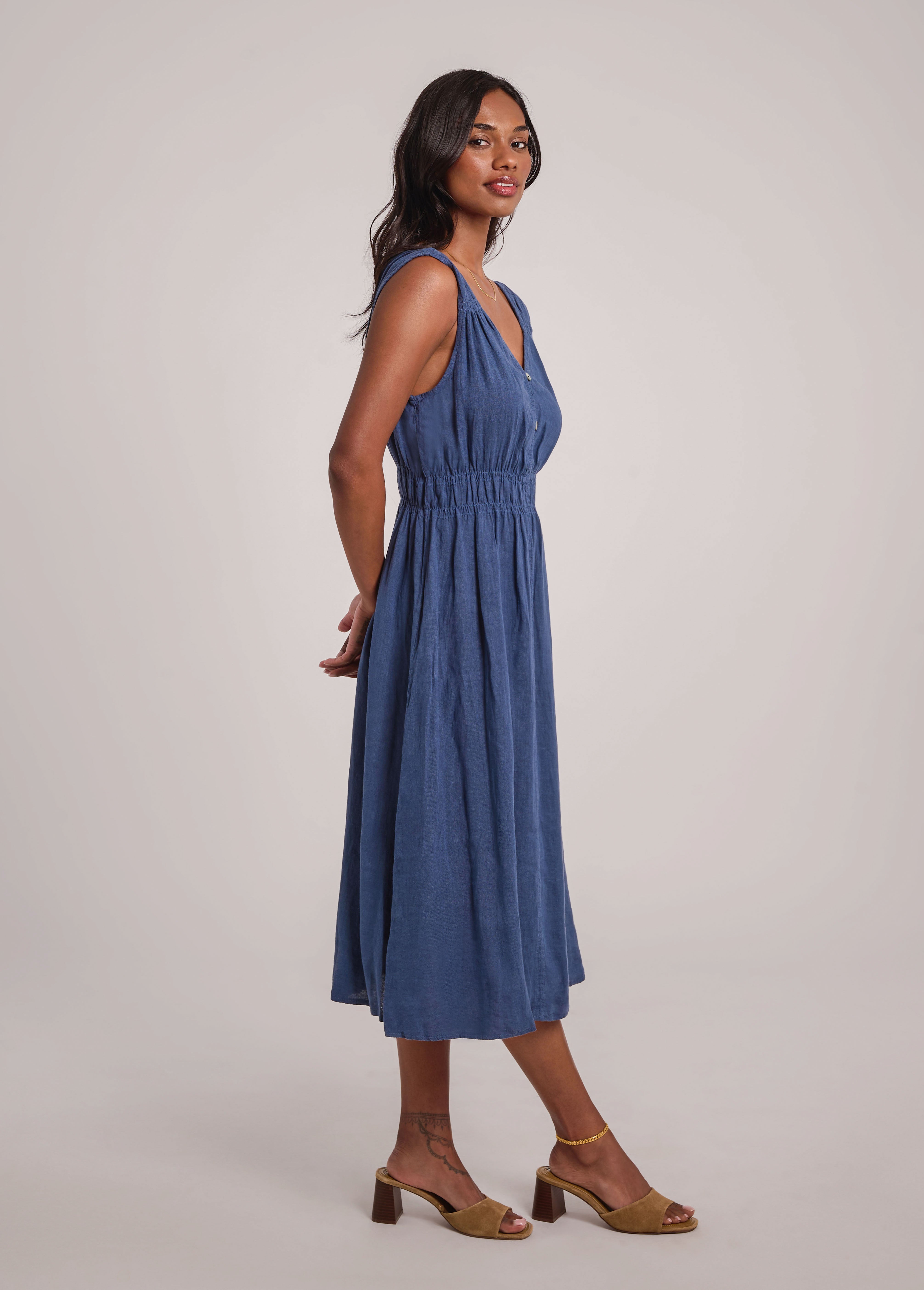 LUNA MIDI LINEN DRESS / DENIM
