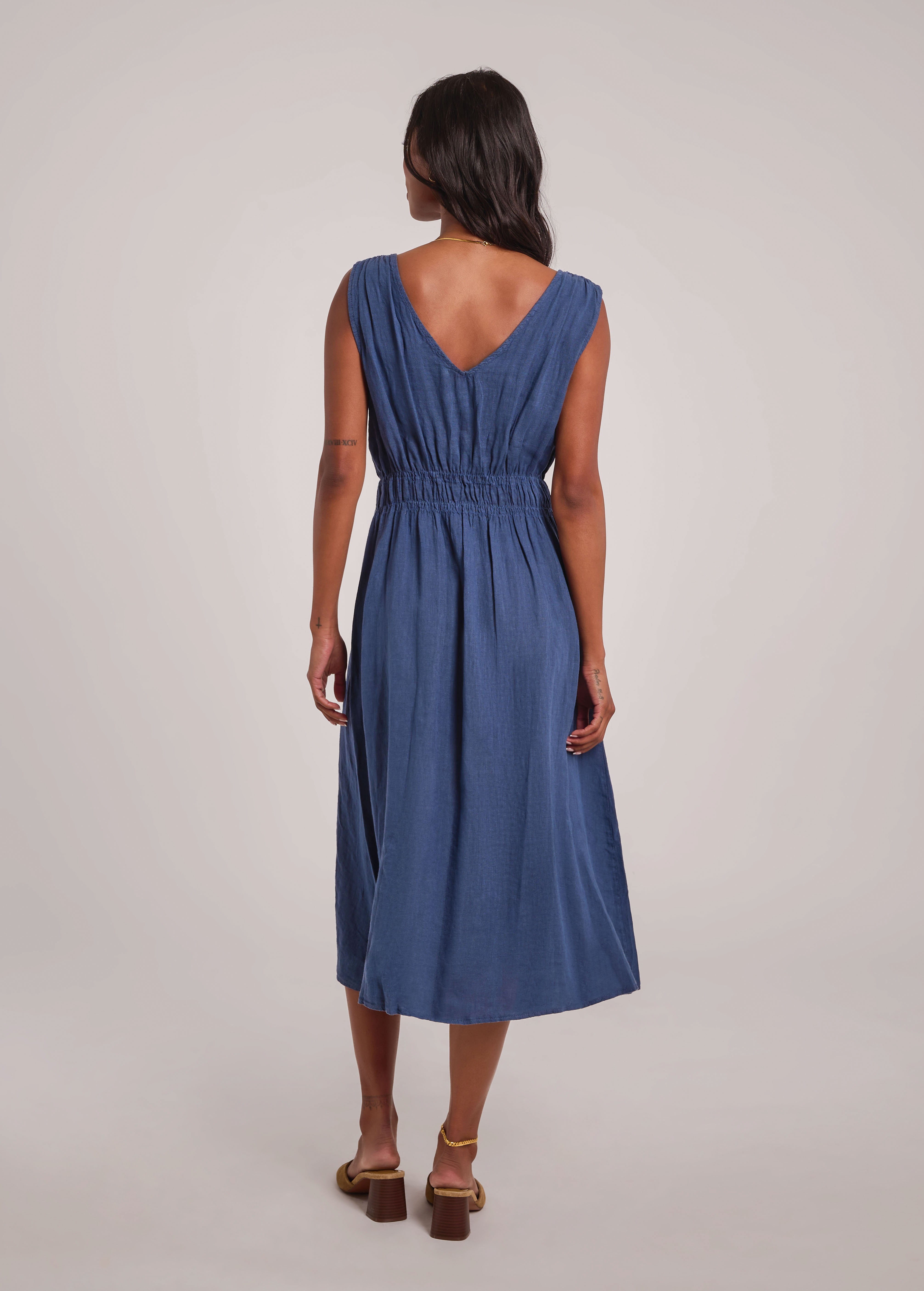 LUNA MIDI LINEN DRESS / DENIM