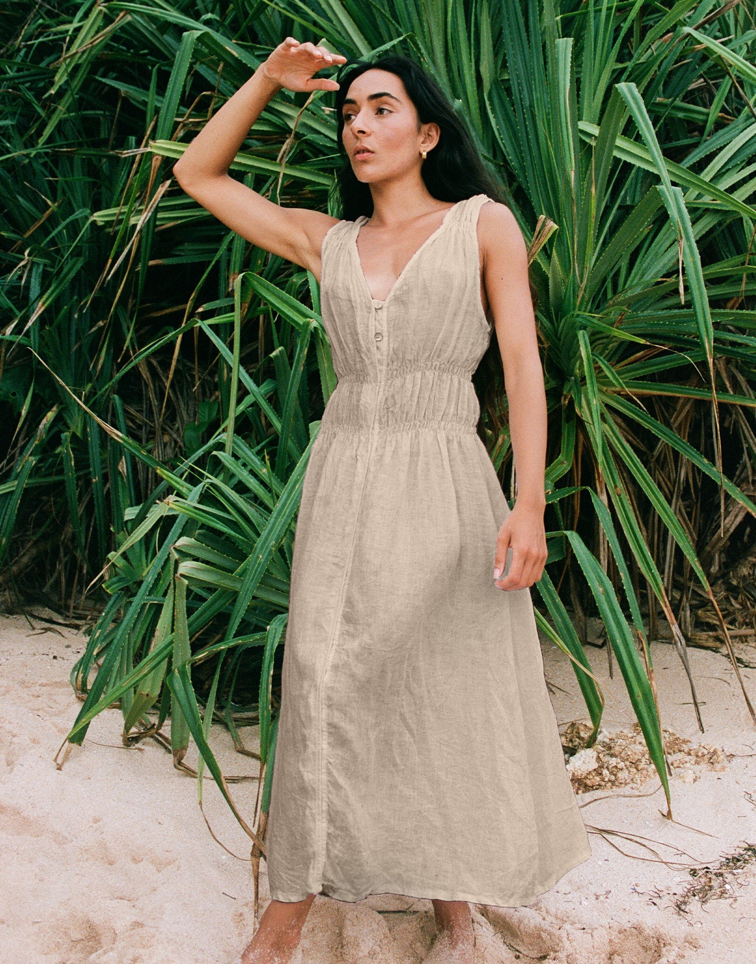LUNA MIDI LINEN DRESS / SAND DUNE LUNA MIDI LINEN DRESS / SAND DUNE