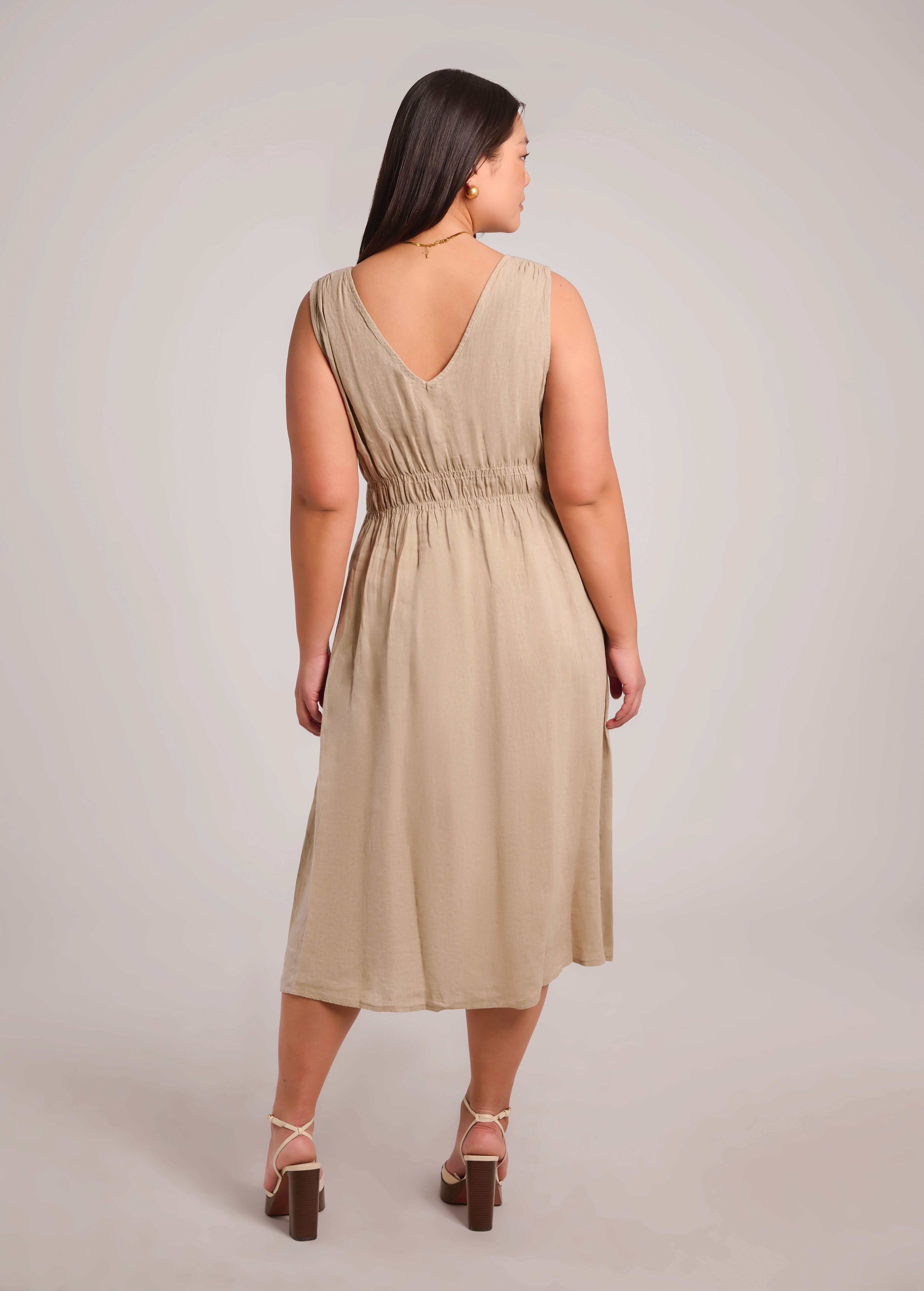 LUNA MIDI LINEN DRESS / SAND DUNE