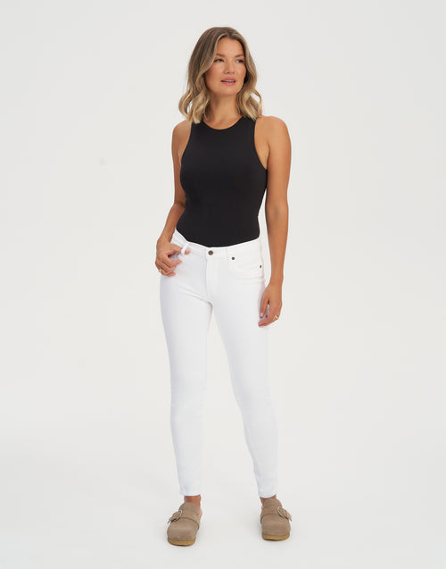 White mid rise cheap skinny jeans