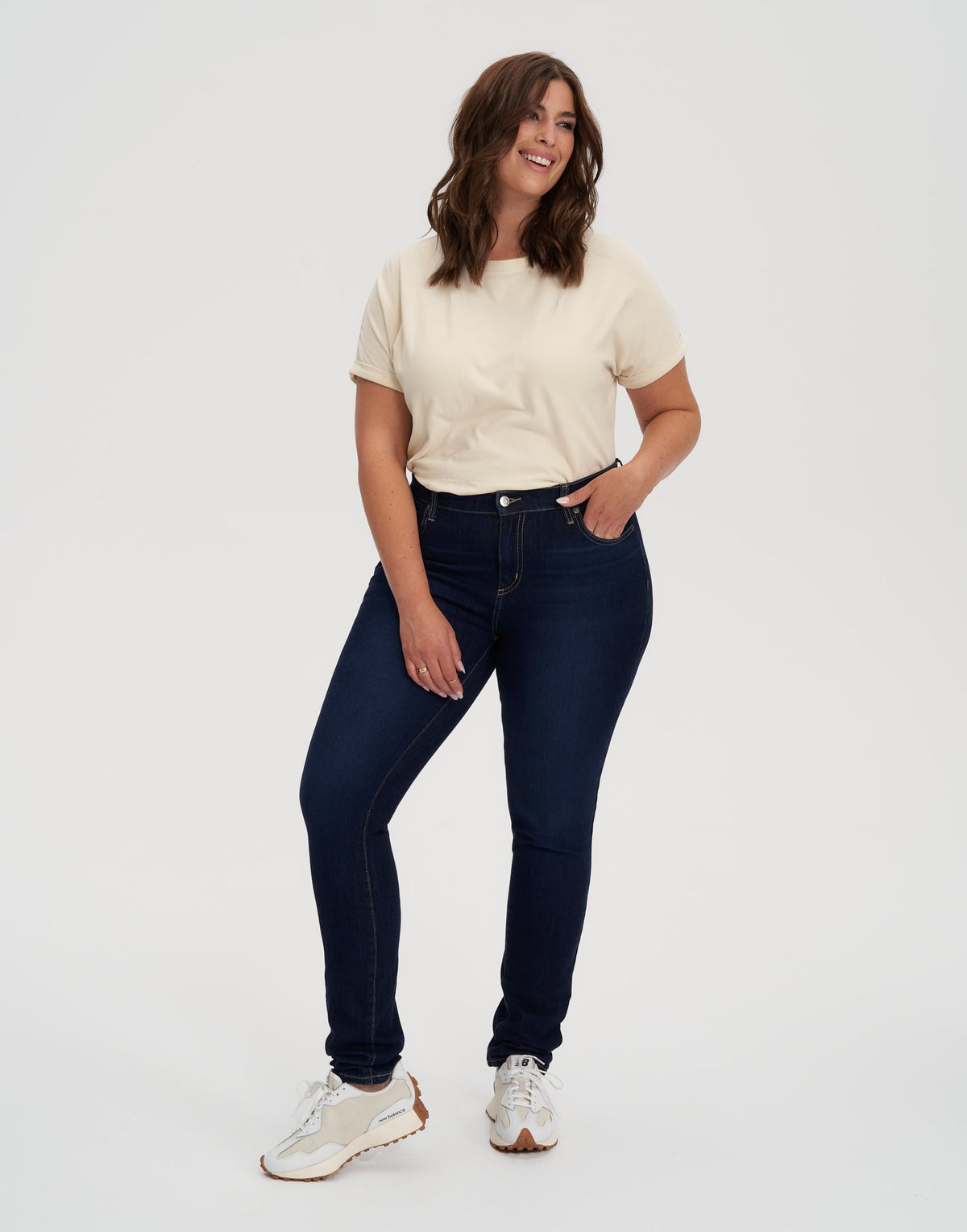 RACHEL CLASSIC RISE SKINNY JEANS / 34" DARK INDIE 34