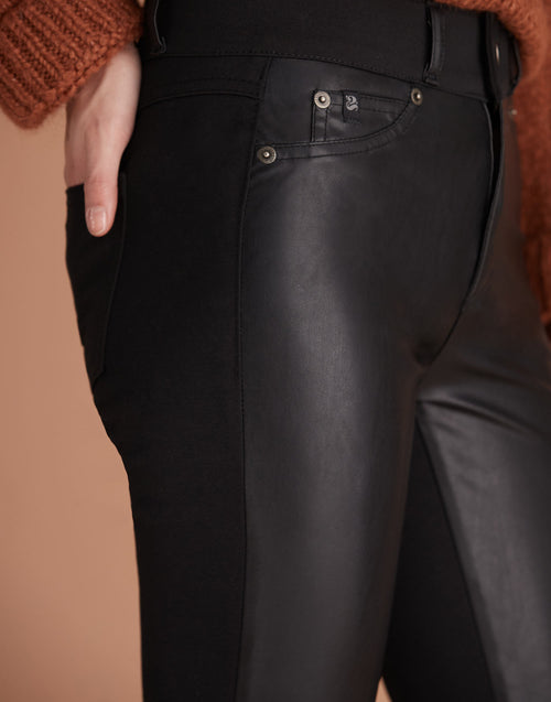Ponte Leather Bootcut Pant | Blanc Noir