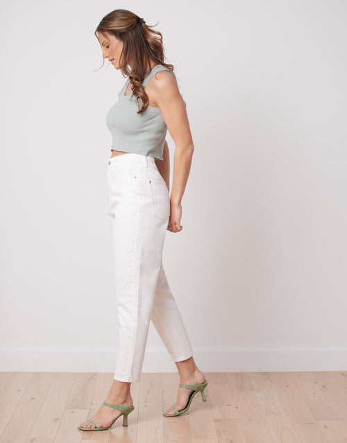 Mom fit best sale white jeans