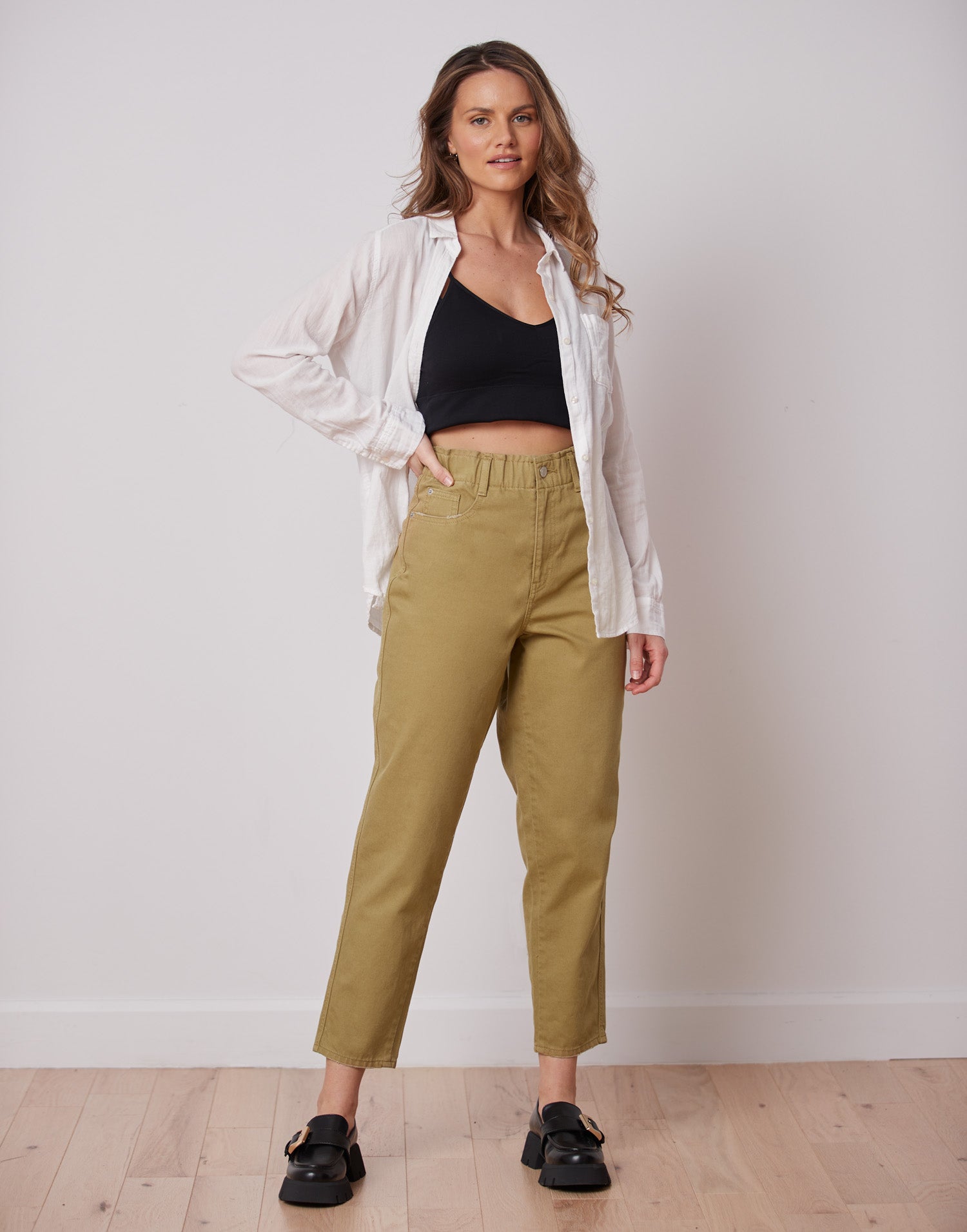 High waisted deals khaki jeggings