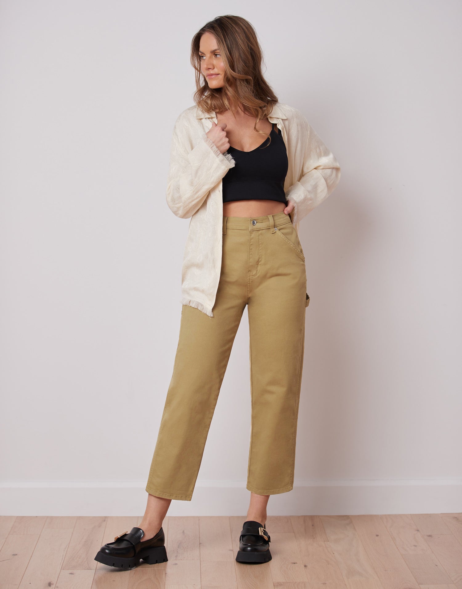 CHLOE STRAIGHT PANT / OLIVE GREEN | Yoga Jeans