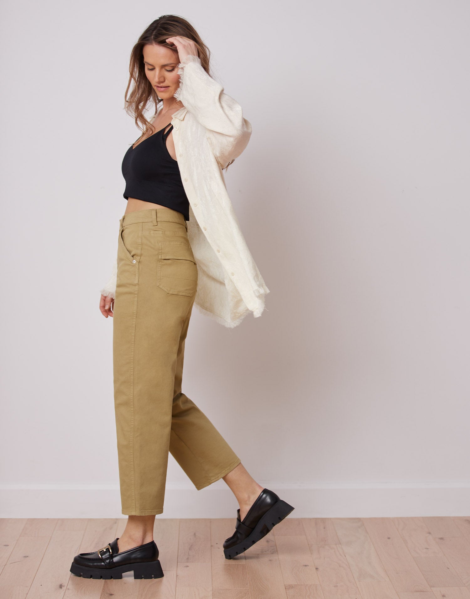 CHLOE STRAIGHT PANT / OLIVE GREEN | Yoga Jeans