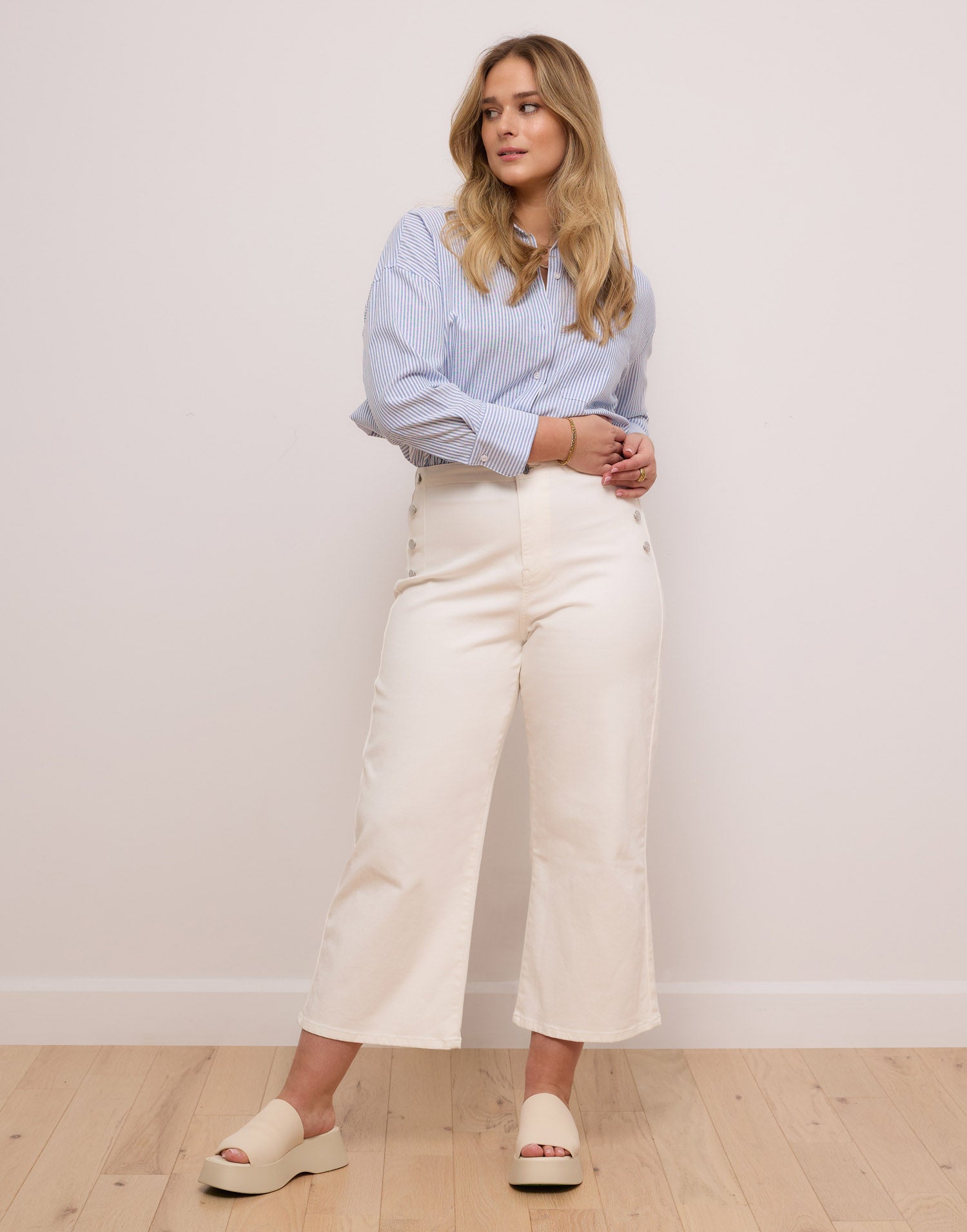 LILY WIDE LEG JEANS / PEARL WHITE