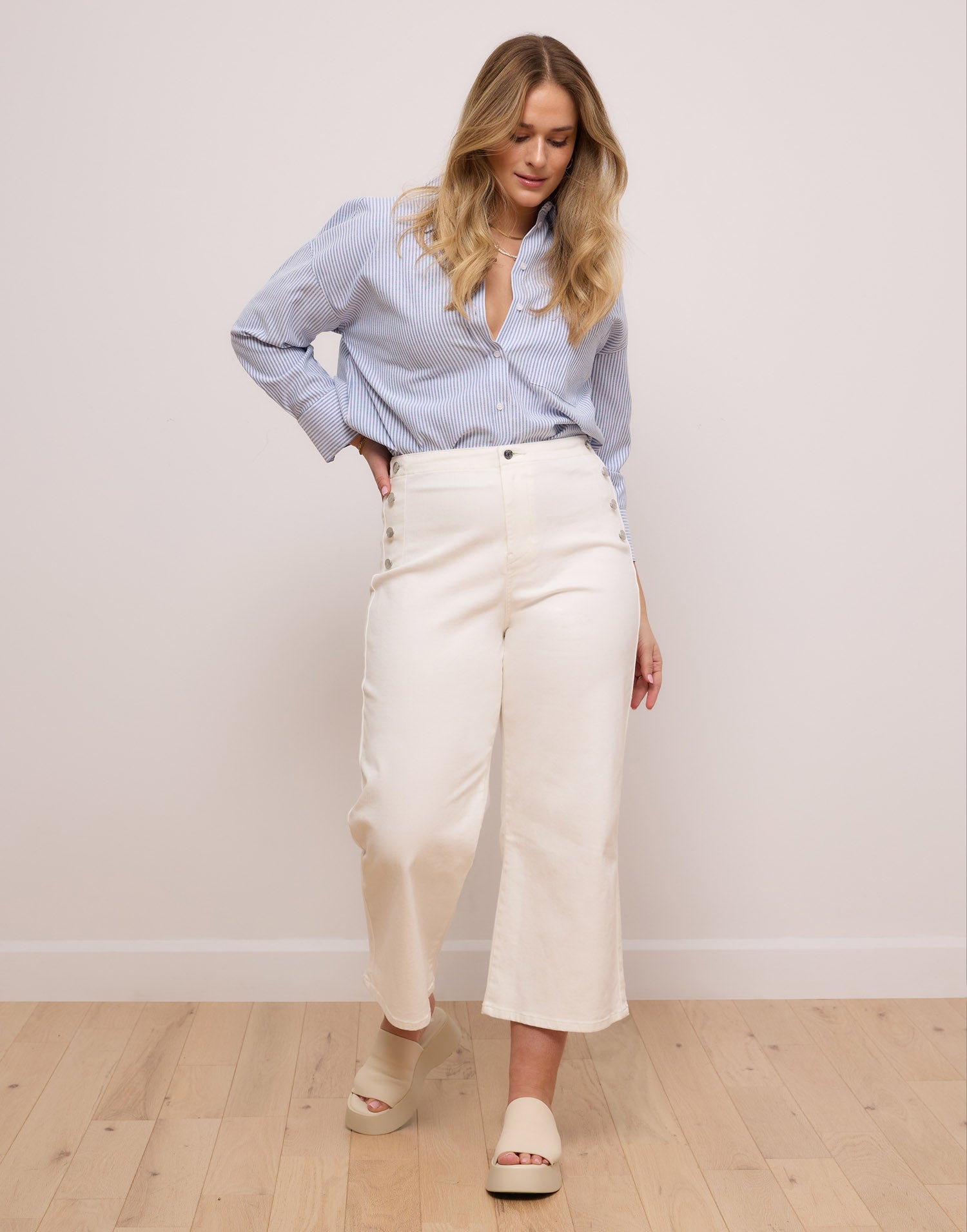 LILY WIDE LEG JEANS / PEARL WHITE