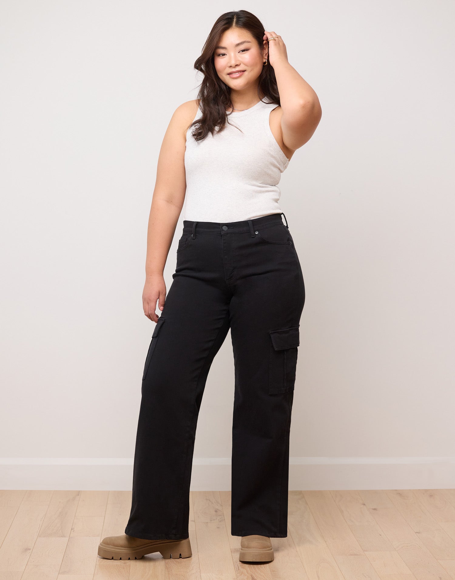 LILY WIDE LEG JEANS / OFF-BLACK