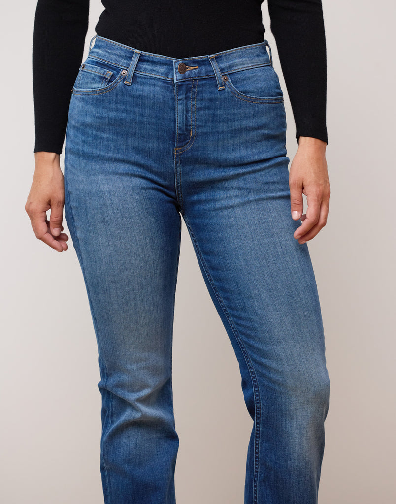 mid-blue bootcut jeans