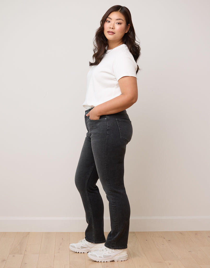 New York And Company High-waisted Bootcut Yoga Pants In Graphite Heather  Grey
