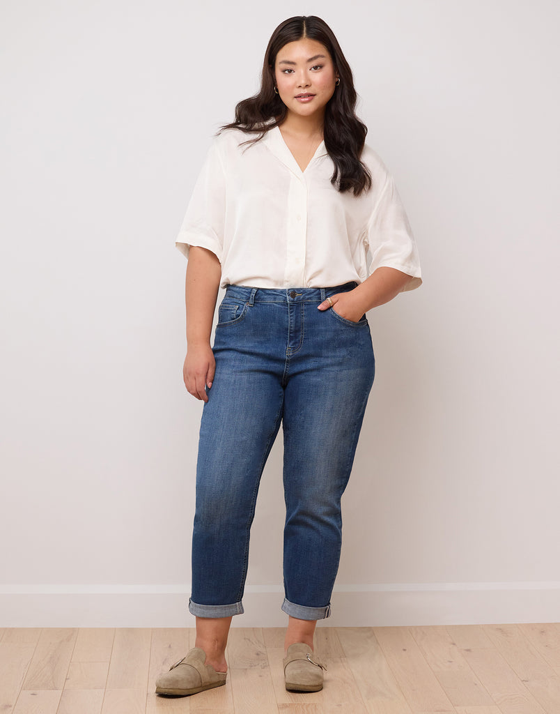 mid-blue relaxed jeans