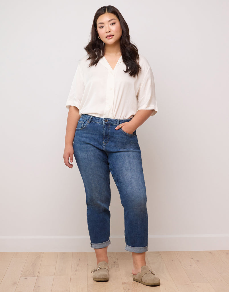 mid-blue relaxed jeans