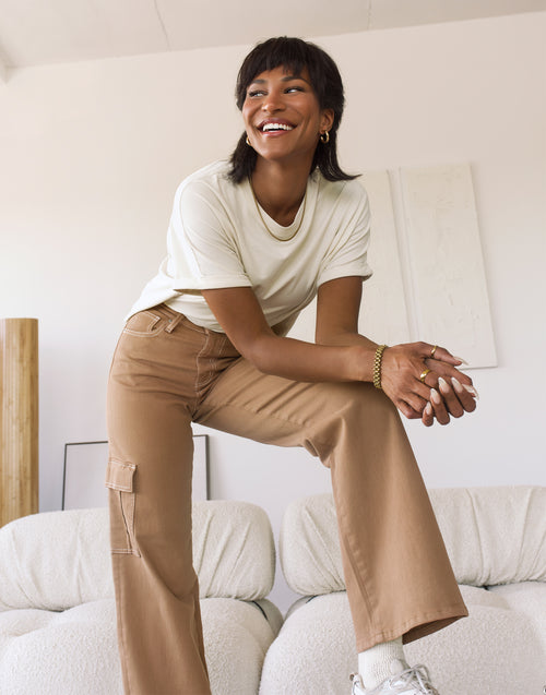 Embrace High Ankle Jeans - Beige - Ladies
