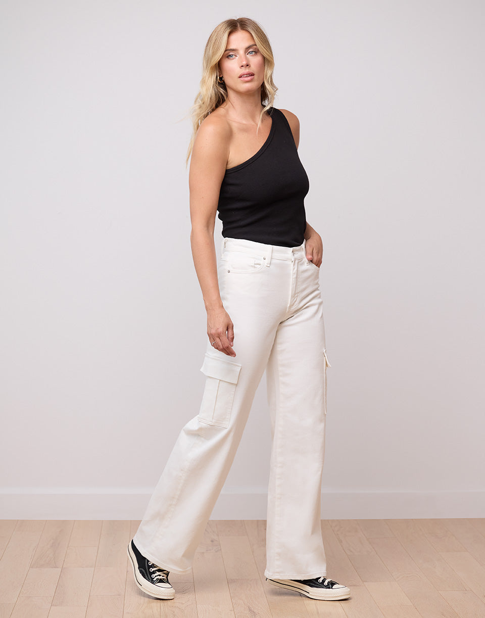 LILY WIDE LEG JEANS / PEARL WHITE CARGO