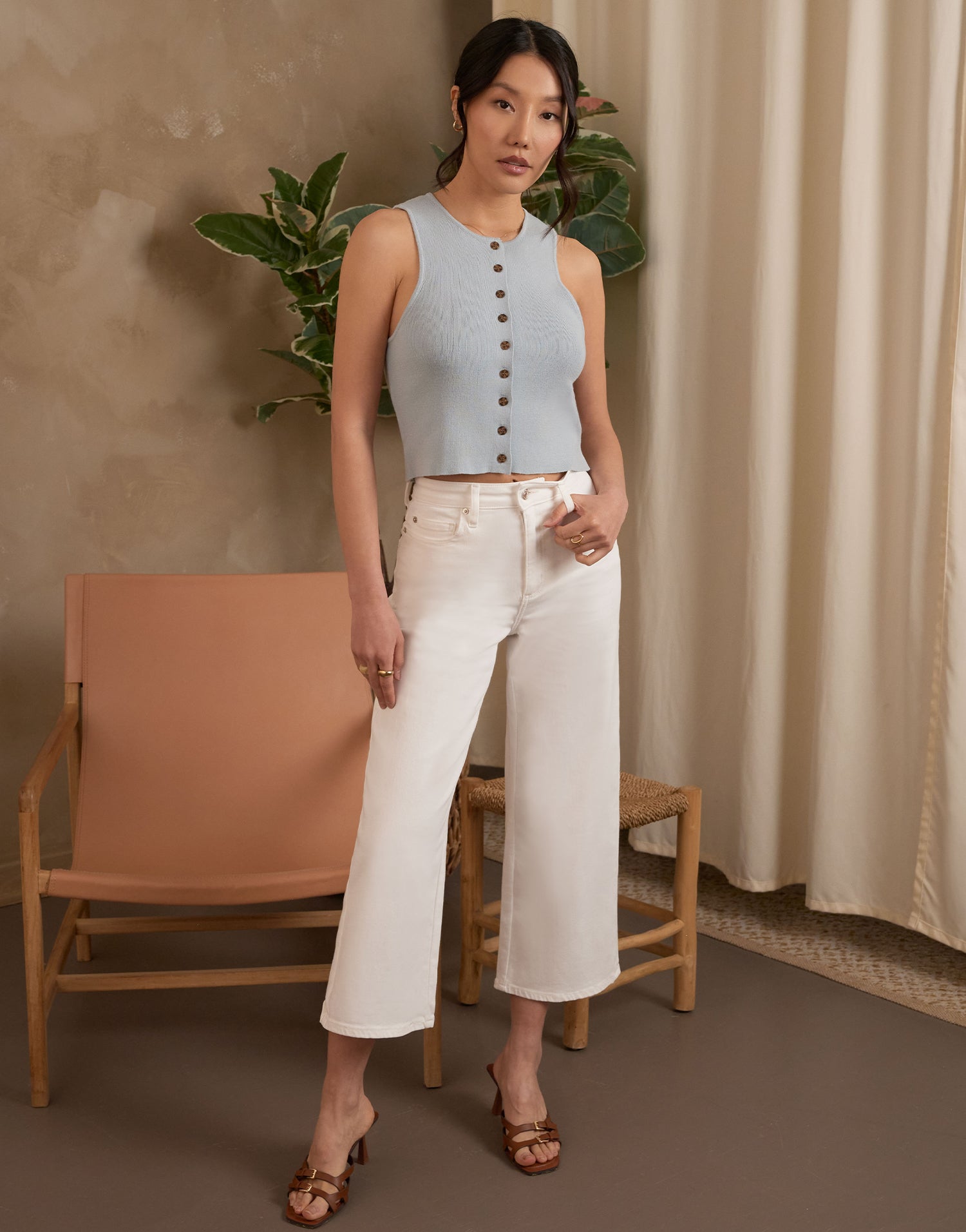 LILY WIDE LEG JEANS / WHITE SHELL