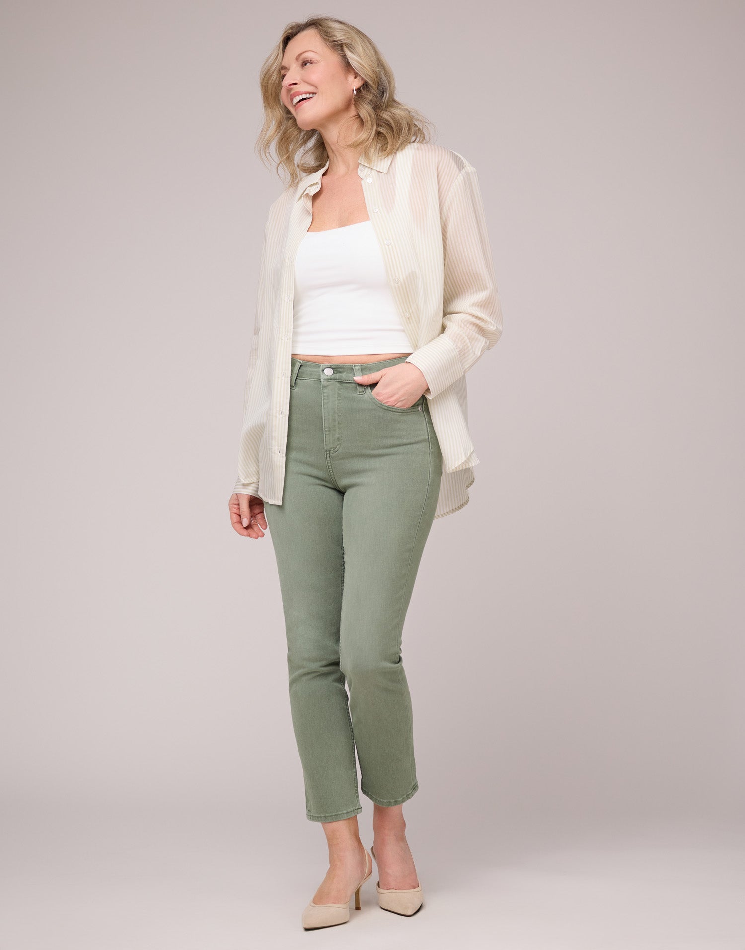 EMILY SLIM JEANS / BEACH GRASS