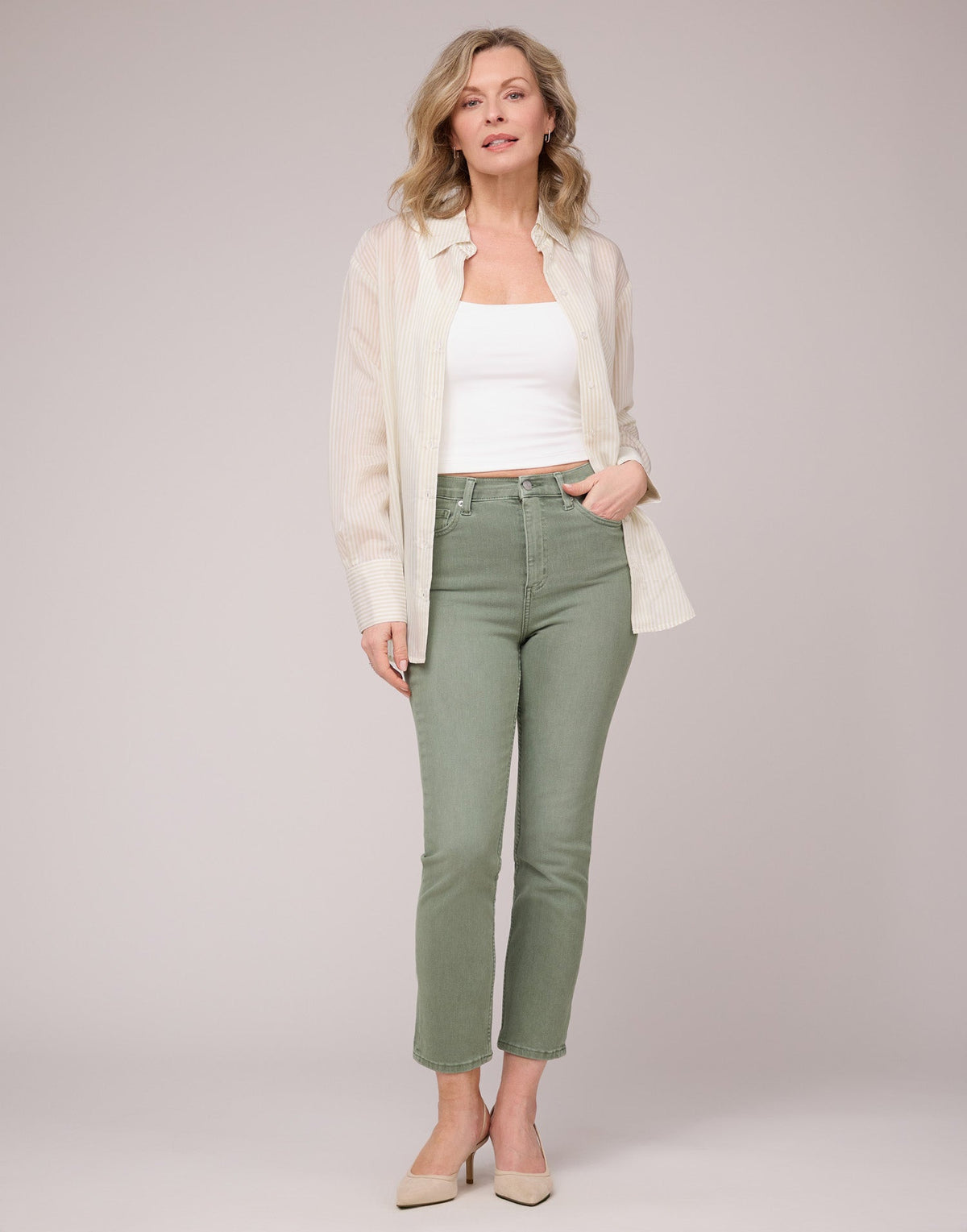 EMILY SLIM JEANS / COLORFUL beach-grass