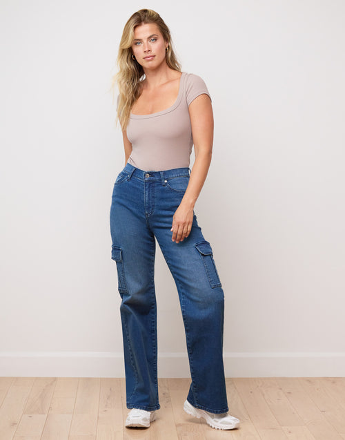  EVALESS Petite Cargo Jeans for Women 2024 Trendy High Waisted Wide  Leg Jeans Woman Fashion Casual Baggy Cargo Pants with 6 Pockets Sky Blue  Size 4 : Clothing, Shoes & Jewelry