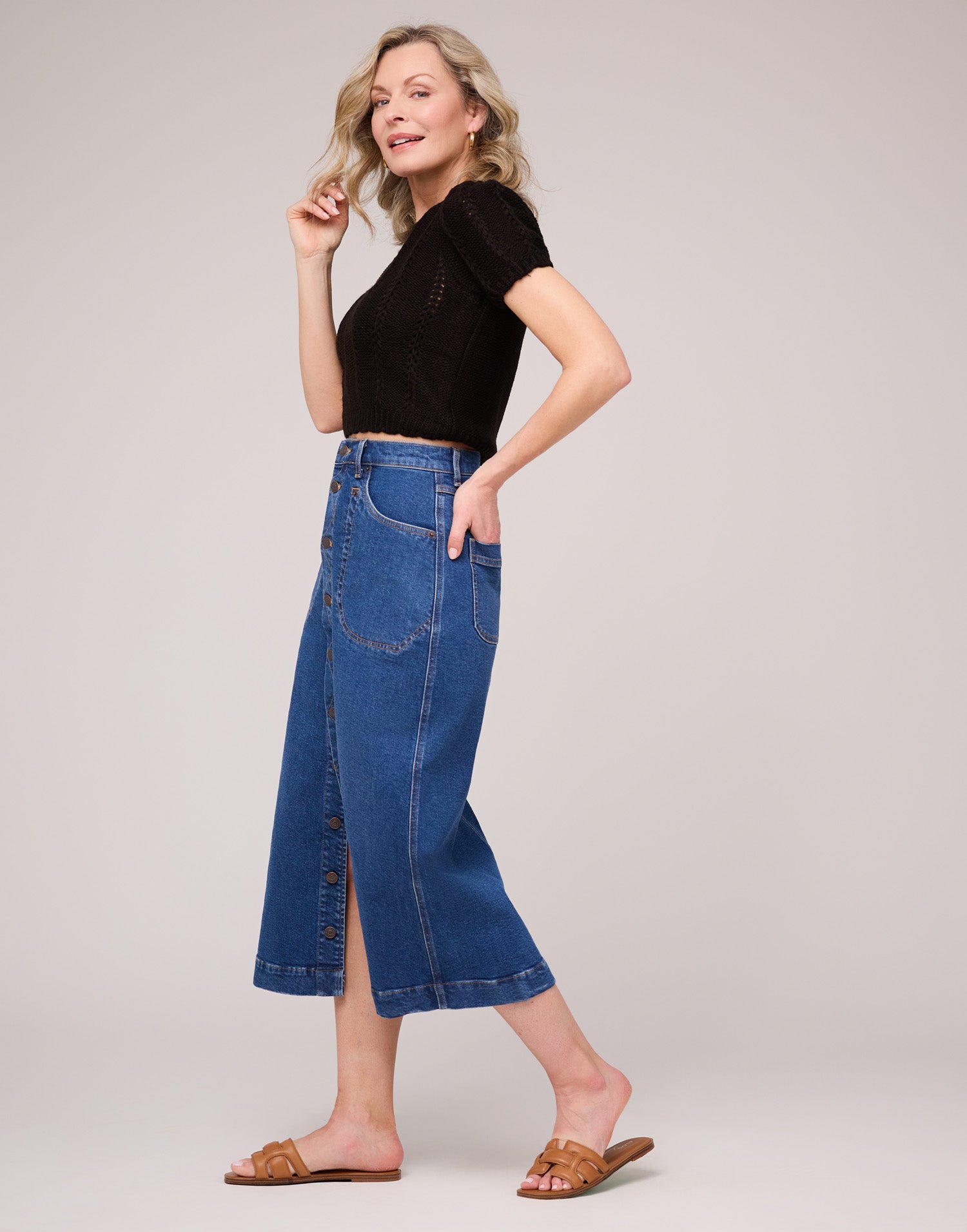 High waisted denim skirt yoga best sale