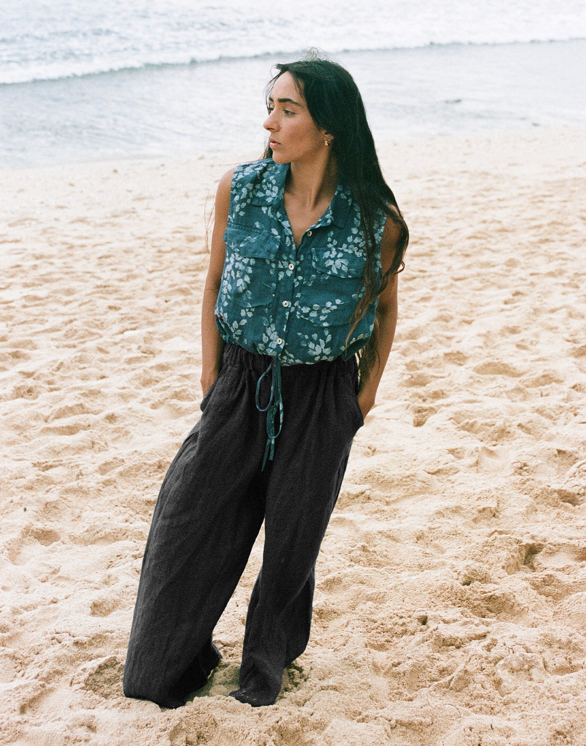 KAMILLA CROPPED WIDE LEG TROUSERS / BLACK XL