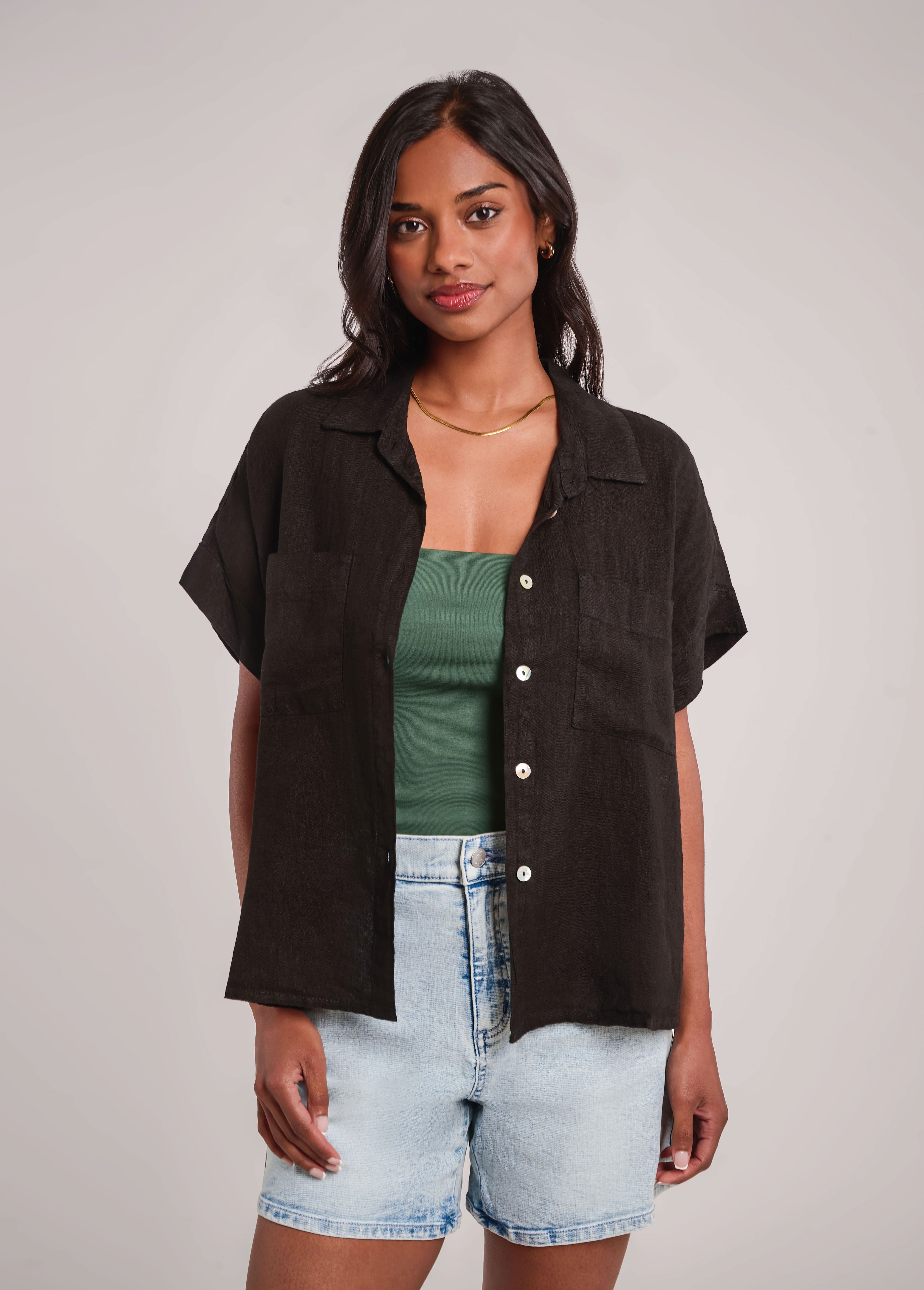 REMI OVERSIZED LINEN SHIRT / BLACK