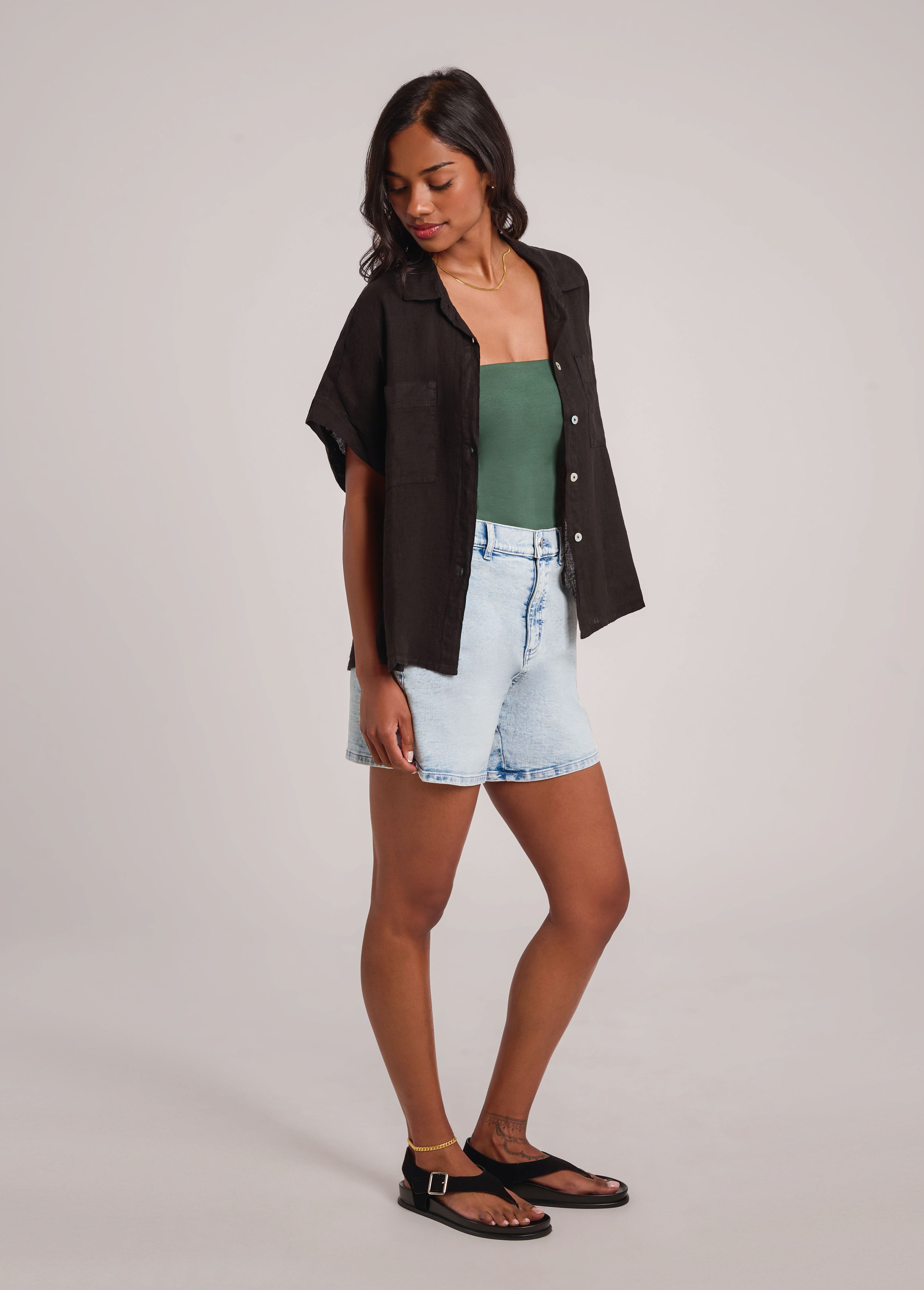 REMI OVERSIZED LINEN SHIRT / BLACK