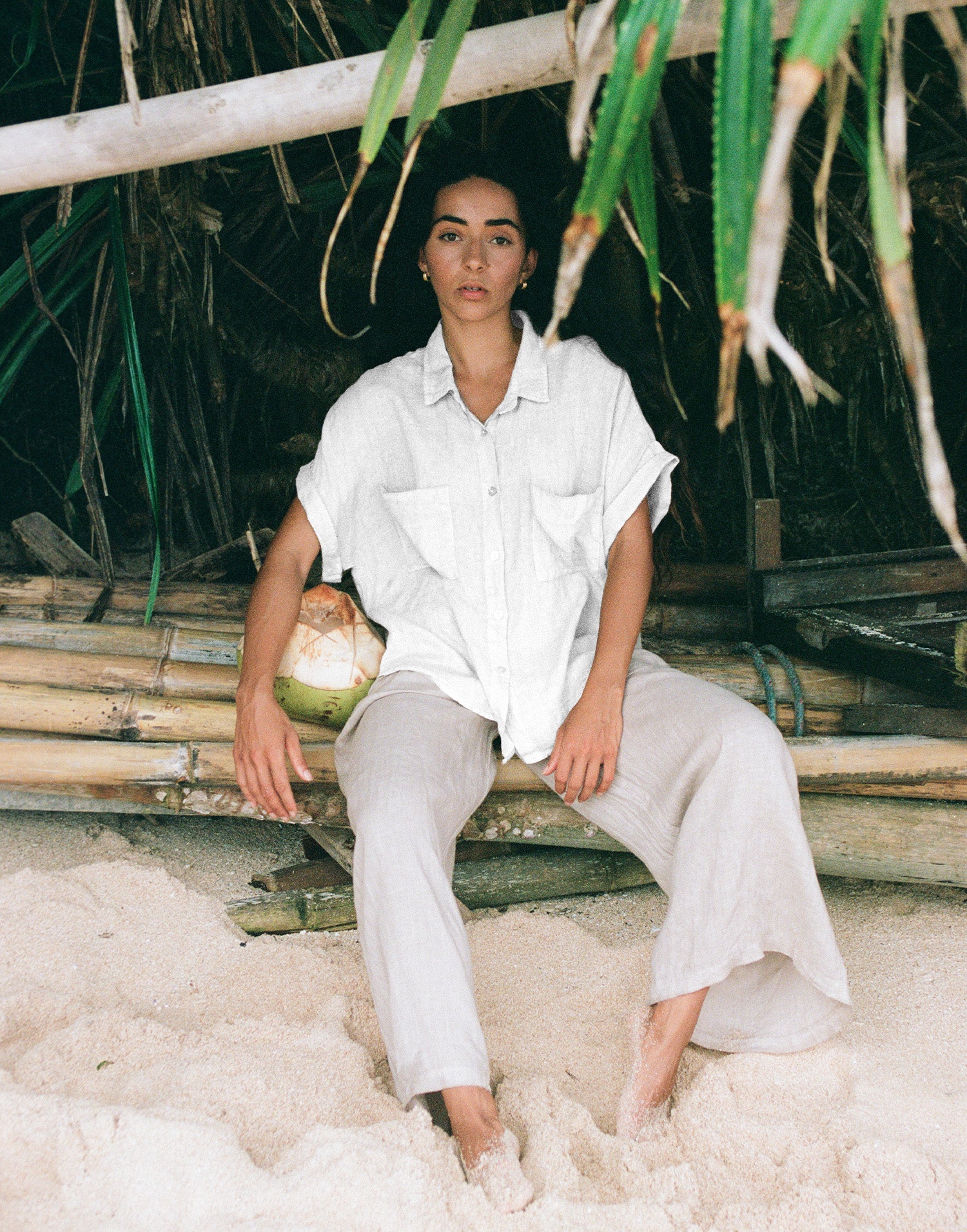 REMI OVERSIZED LINEN SHIRT / WHITE