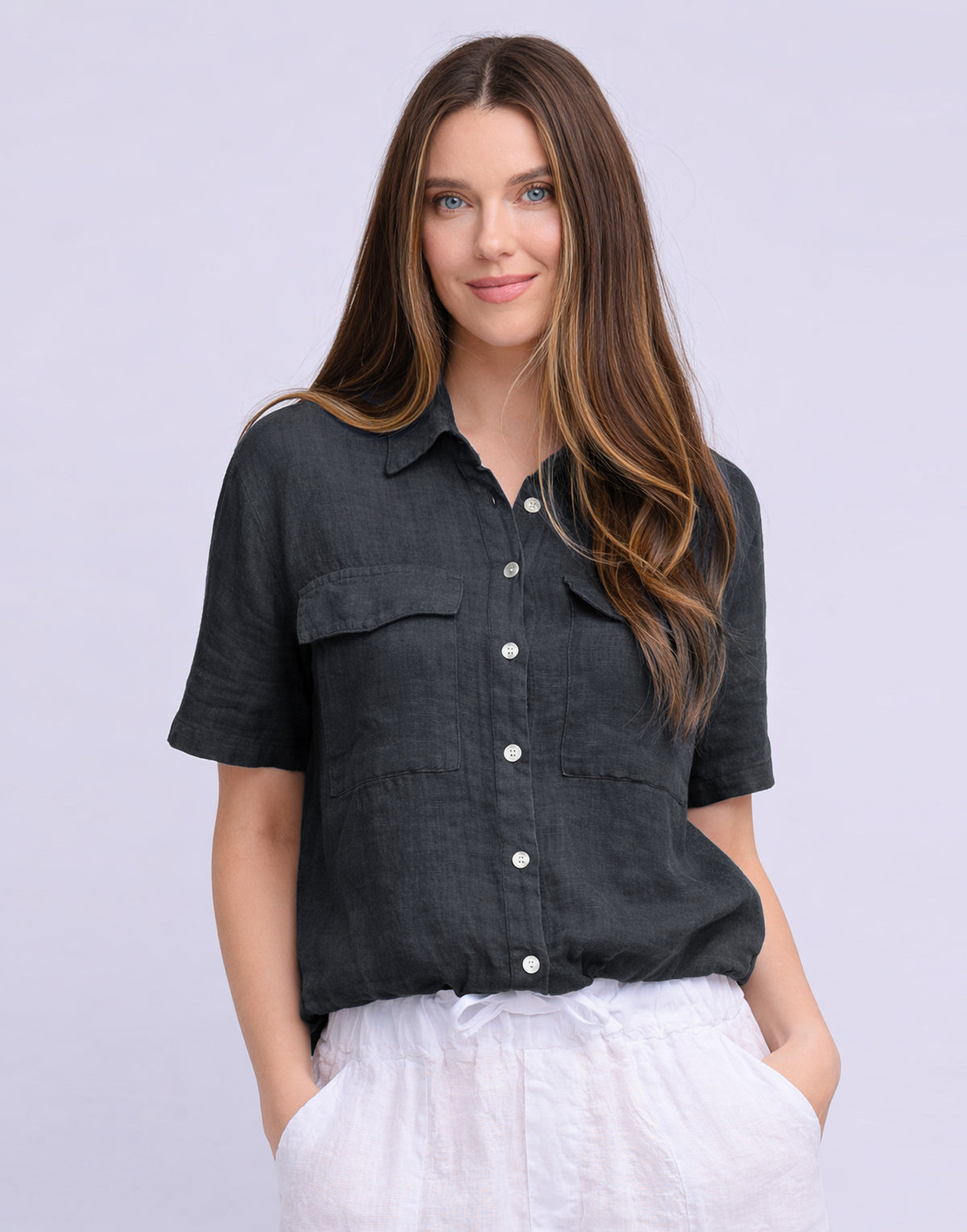 LINEN SHIRT / CHIARA Black