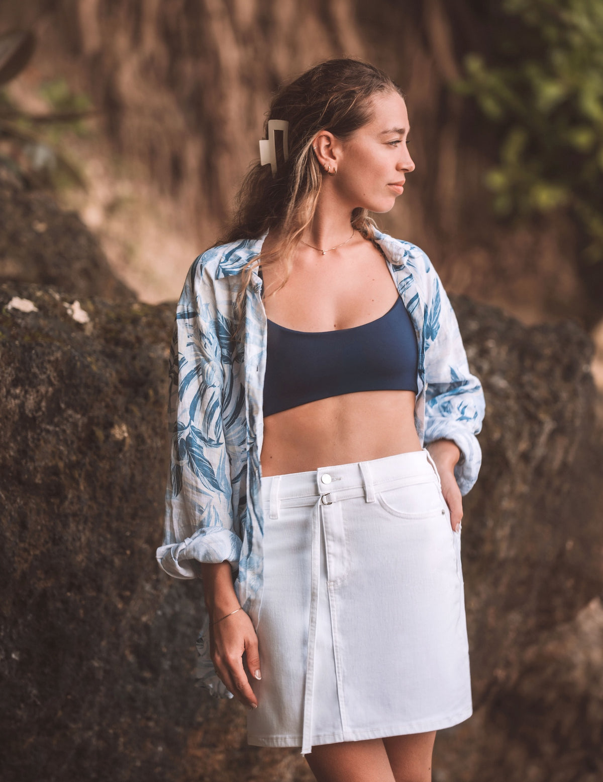 LINEN LONG SLEEVE SHIRT / ELENA Print