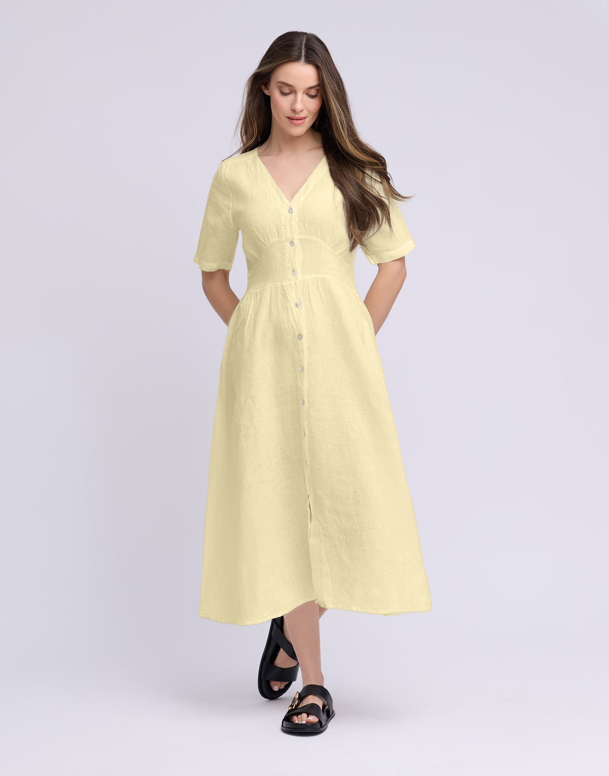 LONG LINEN DRESS / BIANCA Giallo