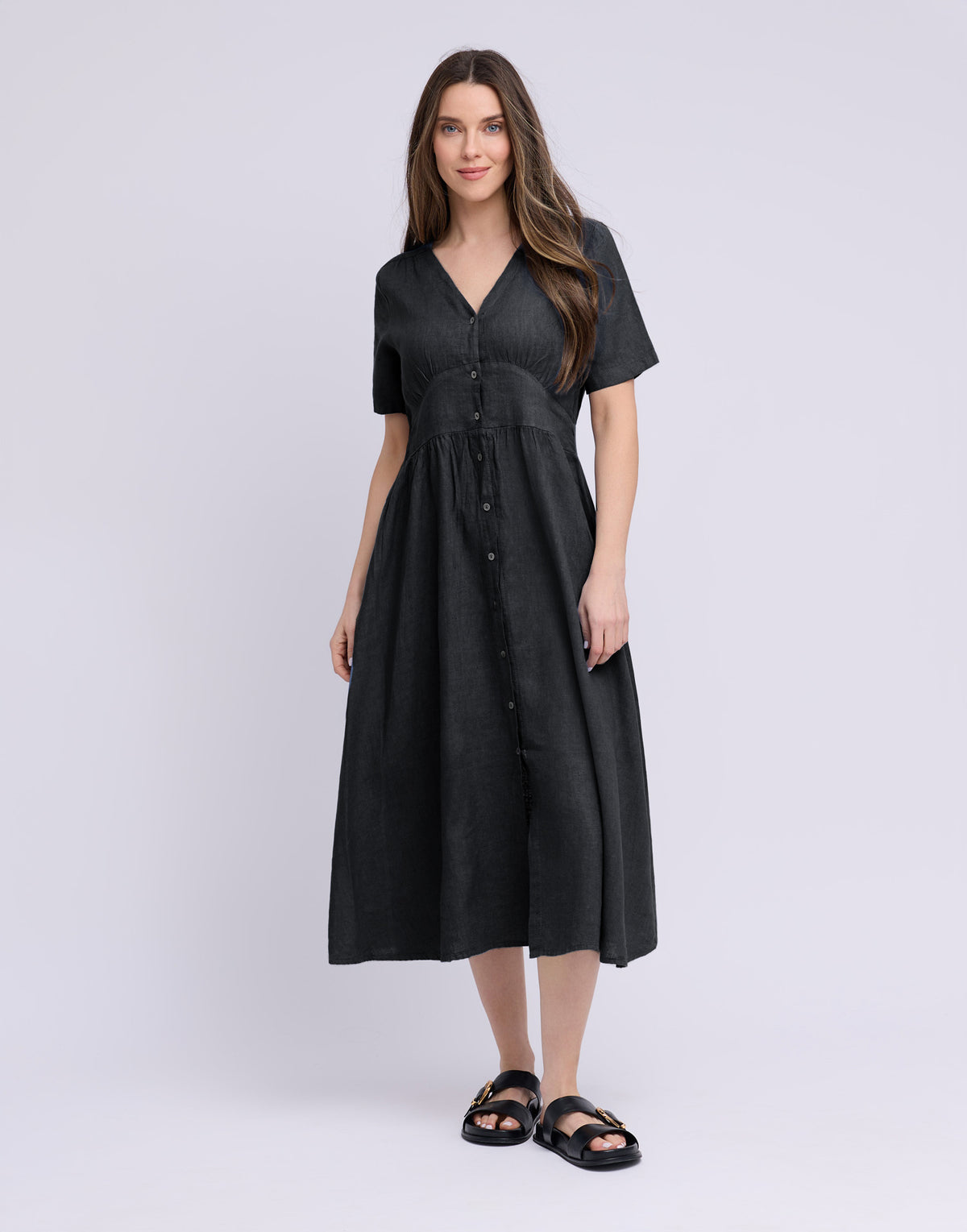 LONG LINEN DRESS / BIANCA Black