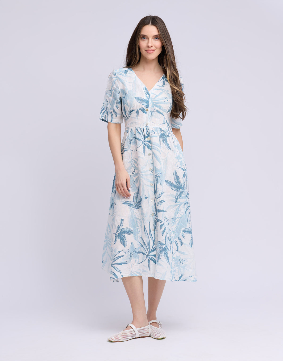 LONG LINEN DRESS / BIANCA Print