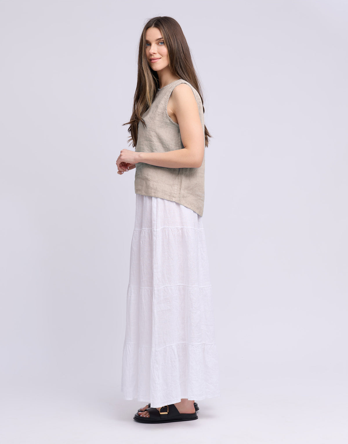 LINEN ROUND NECK TANK TOP / FRANCESCA