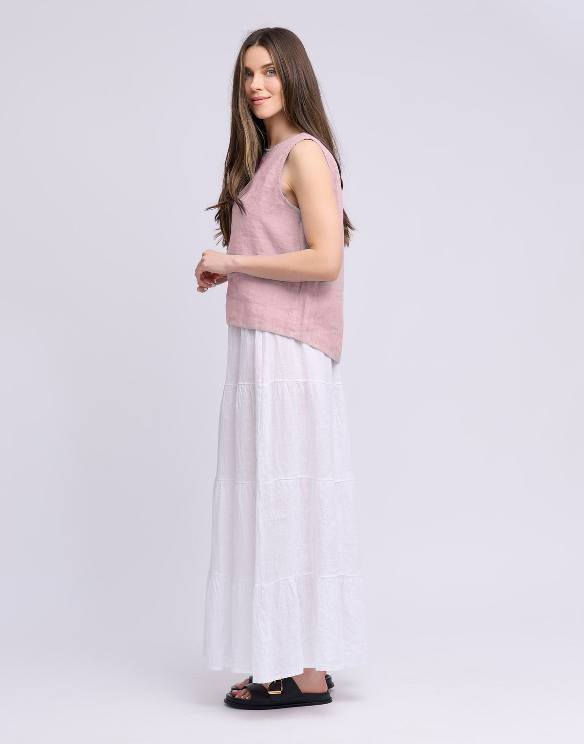 LINEN ROUND NECK TANK TOP / FRANCESCA