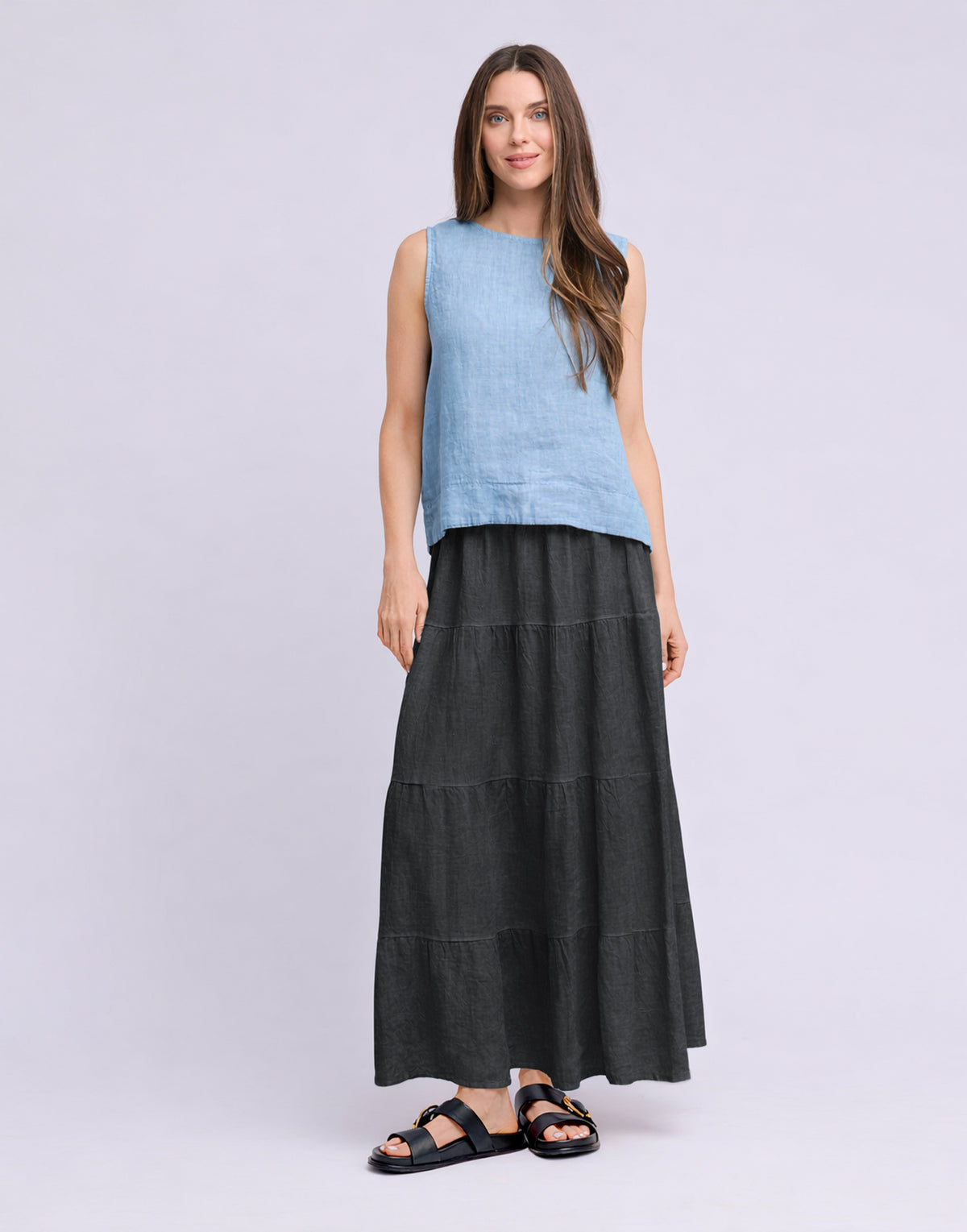 LONG LINEN SKIRT / LUCIA Black